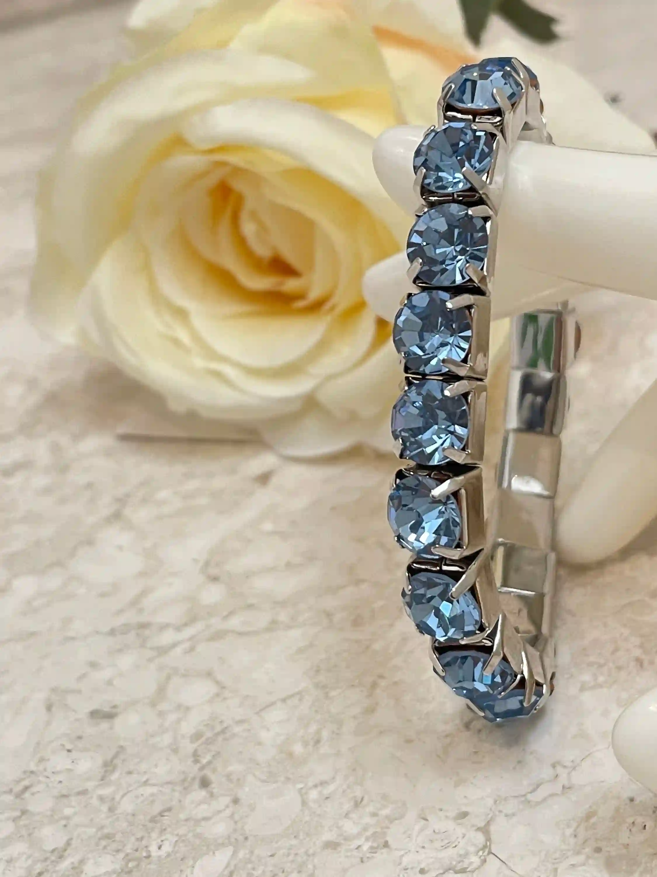Blue Topaz Bracelet - Tennis Bracelet - Silver Gemstone Bracelet - Blue Topaz Jewelry - Birthstone bracelet - Dainty Bracelet - Gift for her 