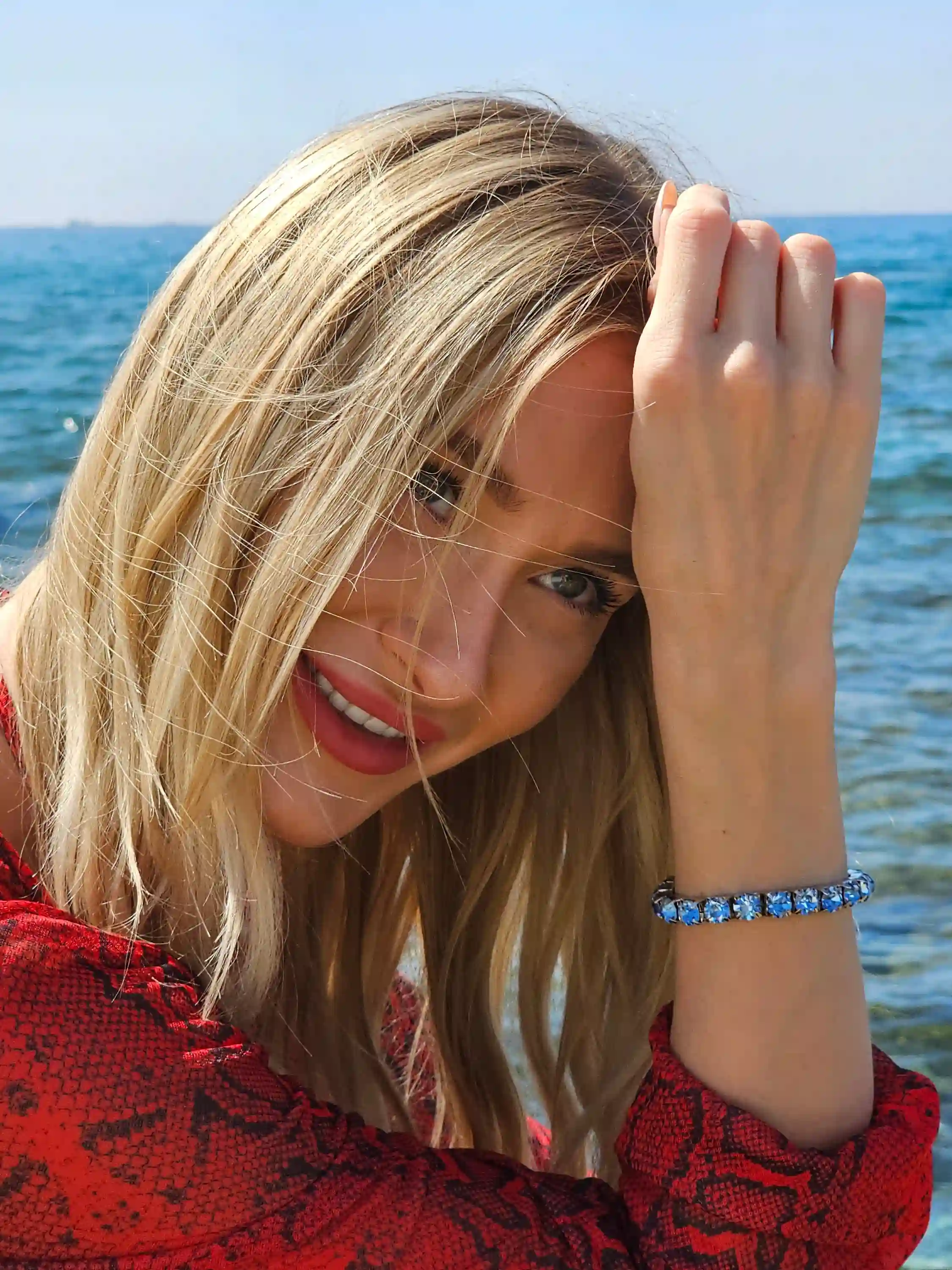 Blue Topaz Bracelet - Tennis Bracelet - Silver Gemstone Bracelet - Blue Topaz Jewelry - Birthstone bracelet - Dainty Bracelet - Gift for her 