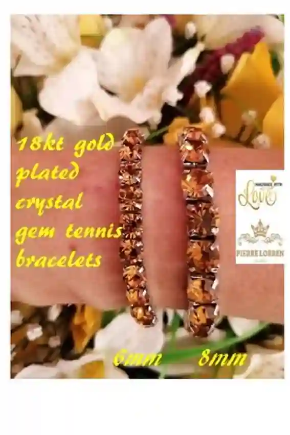 Topaz Tennis Bracelet/Brown Topaz Tennis Bracelet November Birthstone Jewelry/ Austrian Crystal Bracelet/Mnimalist Bracelets for women Gold 