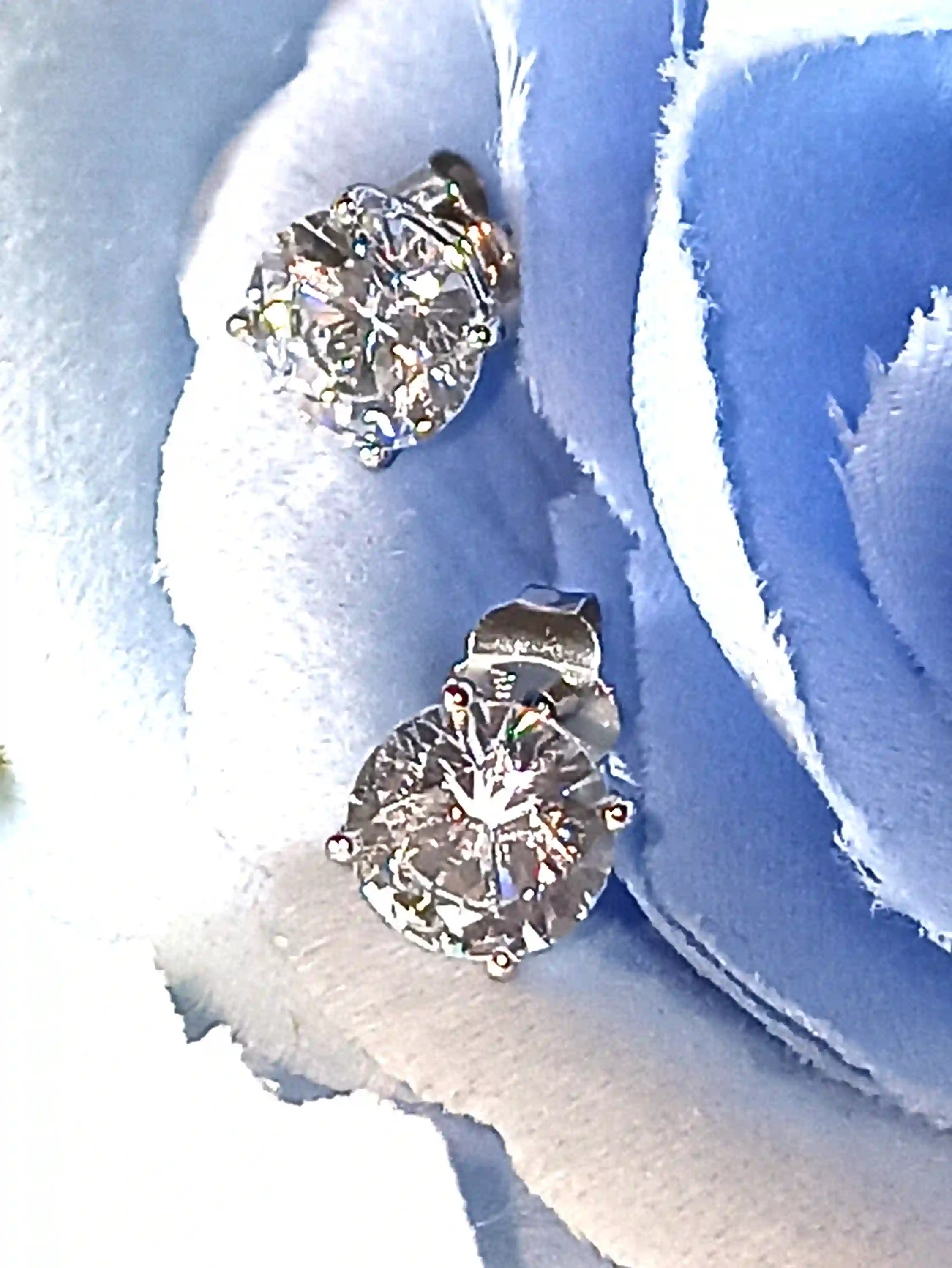2ctw Earrings 18k Solid Gold Diamond Solitaire Earrings - HANDMADE Fine Jewelry - White Gold Diamond Earrings 6.5mm Solitaire - Gift for her 
