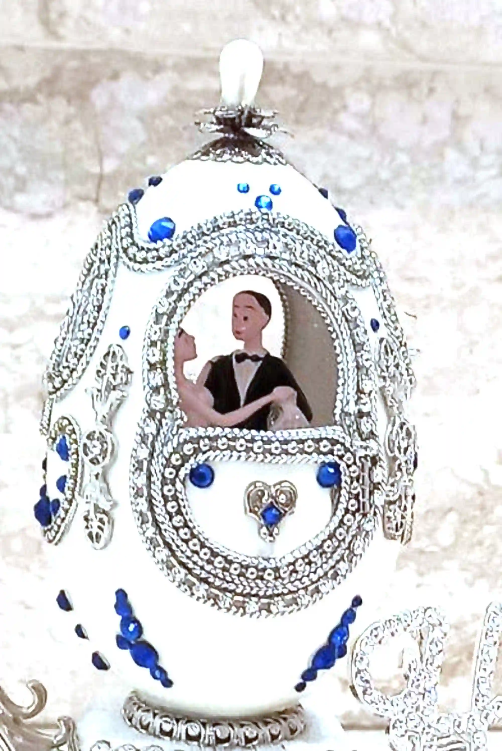 1991,Faberge Egg,Silver Diamond,Custom Initial Wedding Gift,ONE of a KIND,Faberge Music Box,Faberge Egg,&,Faberge Necklace,Sapphire Bracelet 