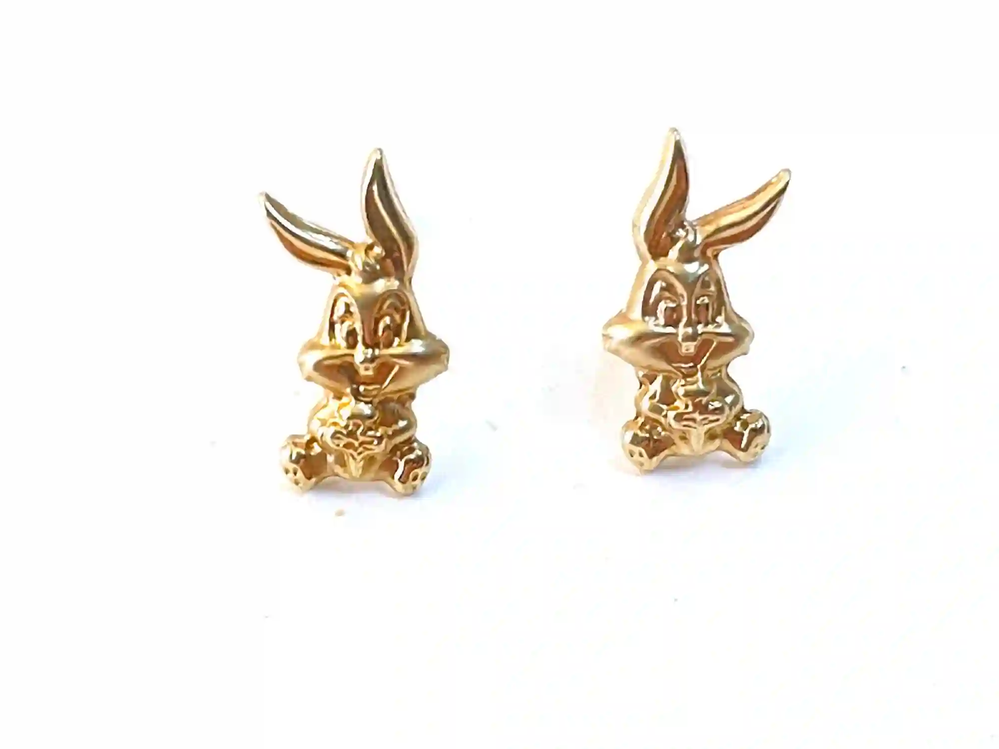 Bugs Bunny Earrings SOLID 18K GOLD Looney Tunes gift Cartoon Lovers Jewelry for women Warner Bros Earrings Gold Bunny studs gift for her 