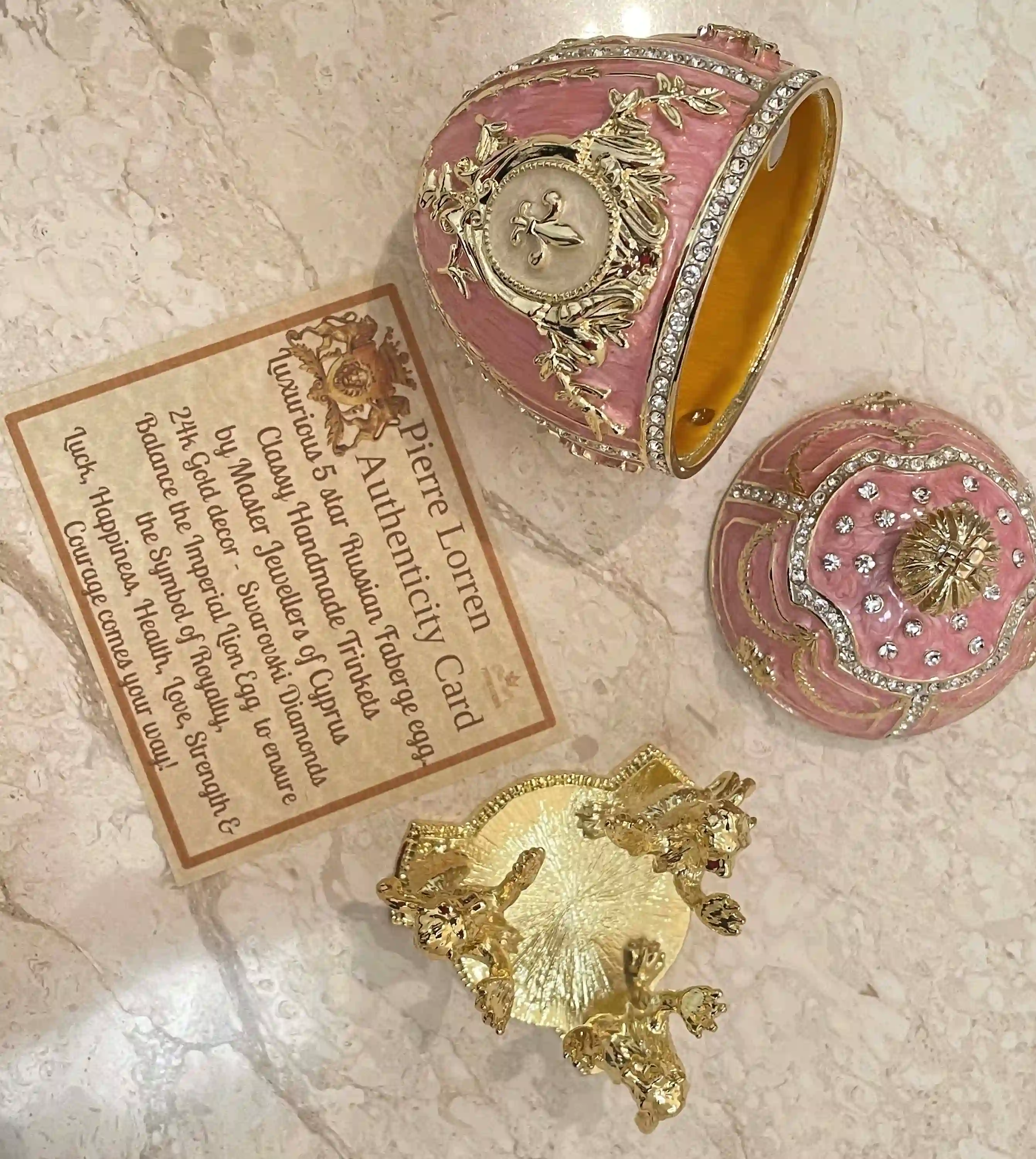 Topaz Pink Faberge style egg Austrian Crystal HANDSET Faberge Egg 24kGOLD Easter egg HANDMADE Decorative box Birthday Gift for her Birthday 