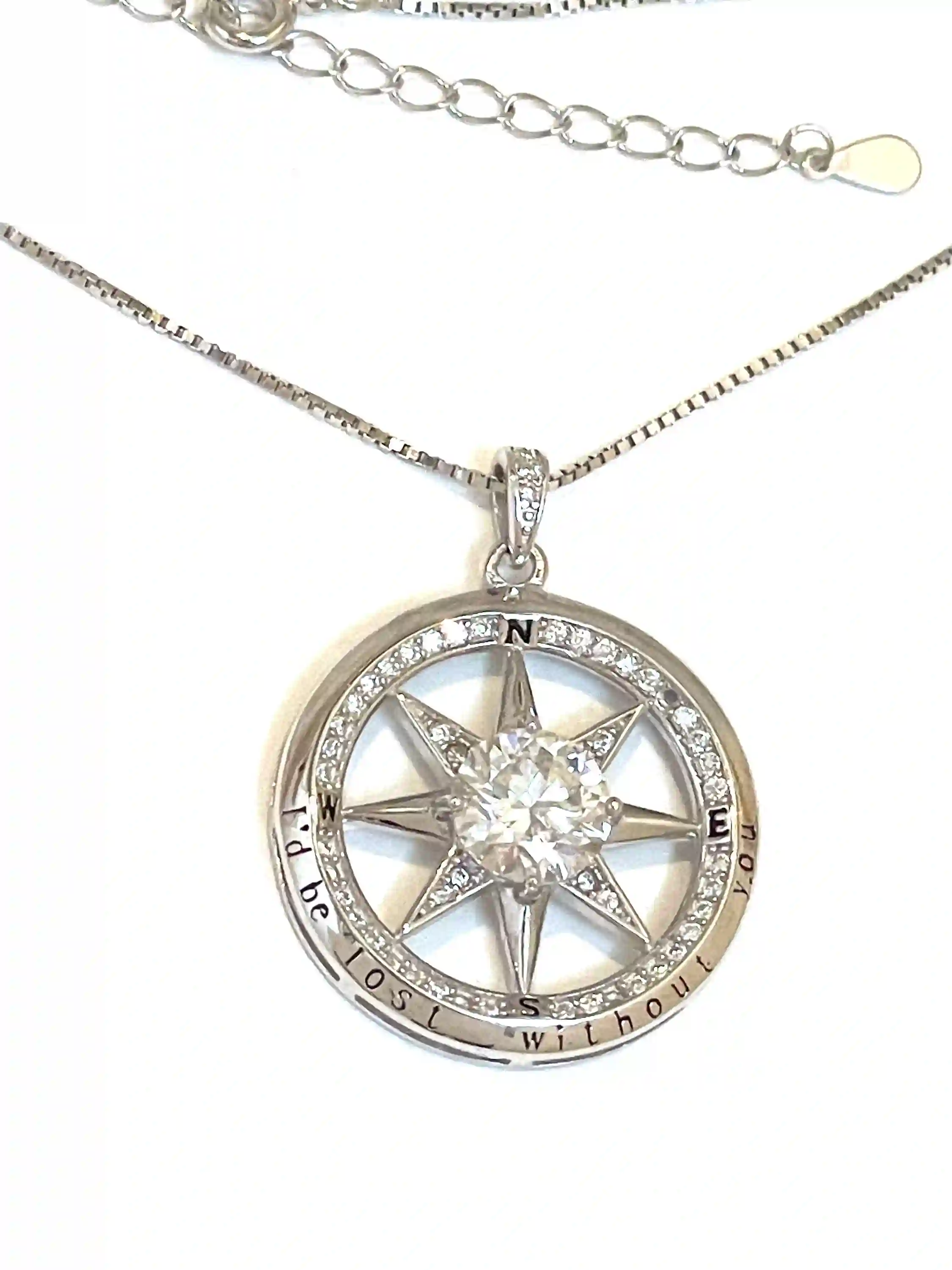3.5ctw 2 carat Diamond Necklace Compass Pendant Necklace Compass Necklace Statement Jewelry Lost Without You Diamond Jewelry White Gold 