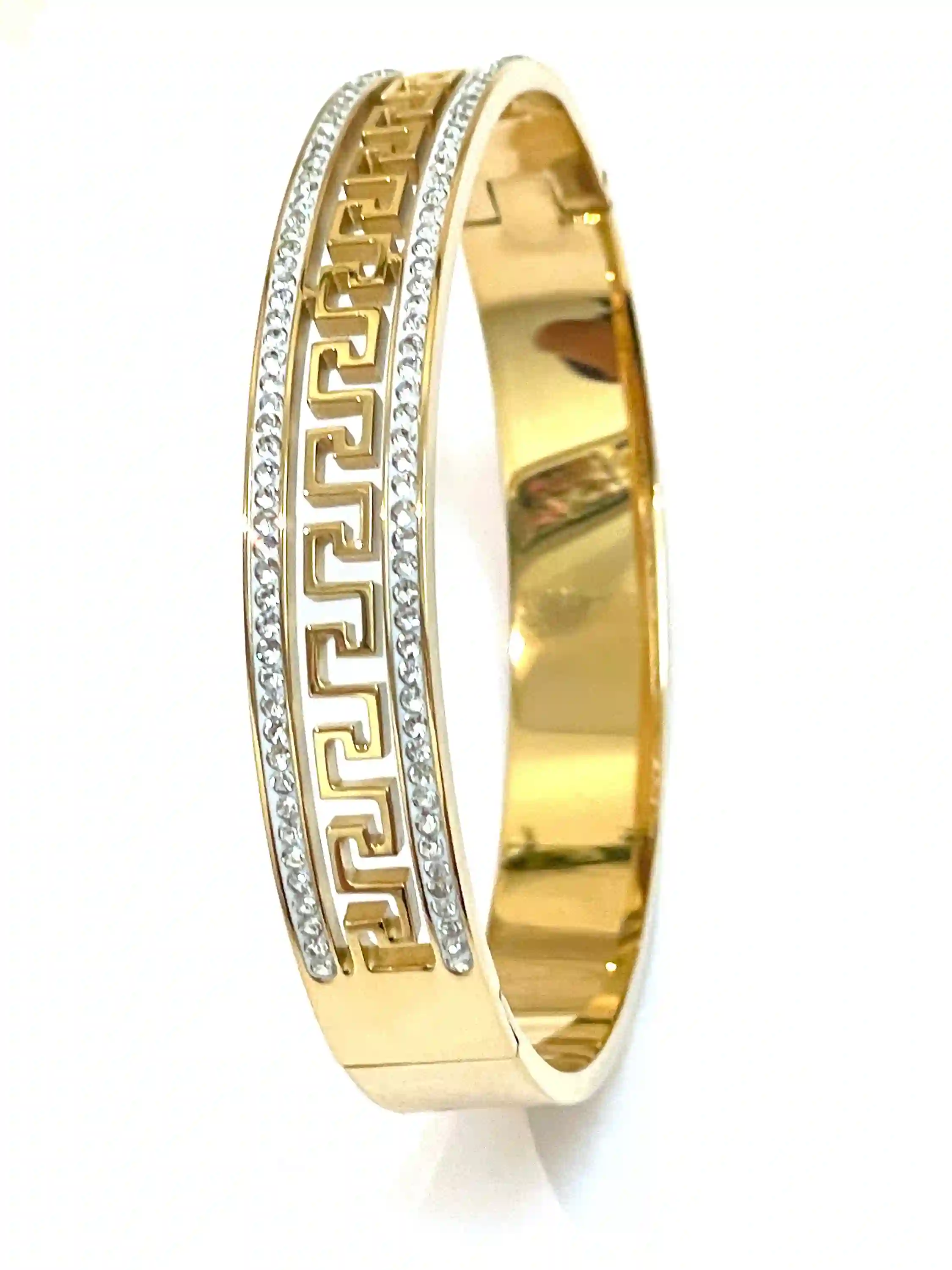10mm Bracelet Greek Jewellery 18k Yellow Gold Bracelet Infinity Bangle Bracelet Ancient Greek Key Jewelry Meander Bracelet Anniversary gift 