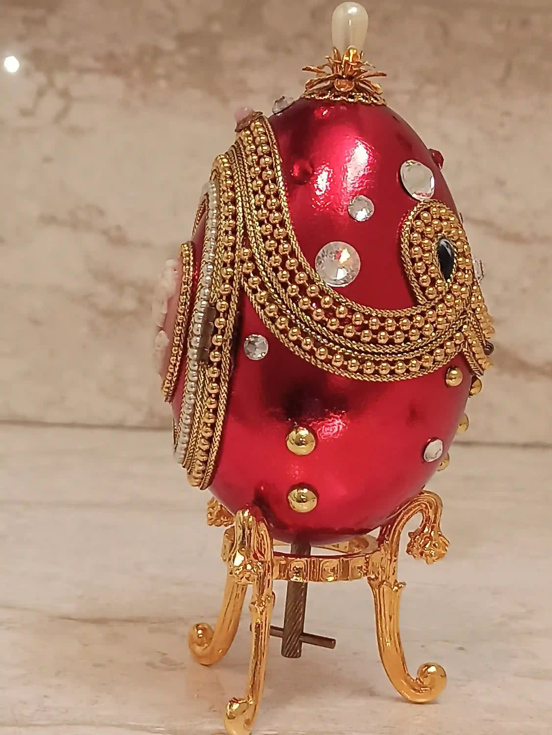 ONEOFAKIND gift,Faberge-Style Egg Trinket Box,Faberge MUSIC Box,Antique Picture Frame,Vintage Egg Faberge style,24k Neklace Bracelet & Faberge egg 