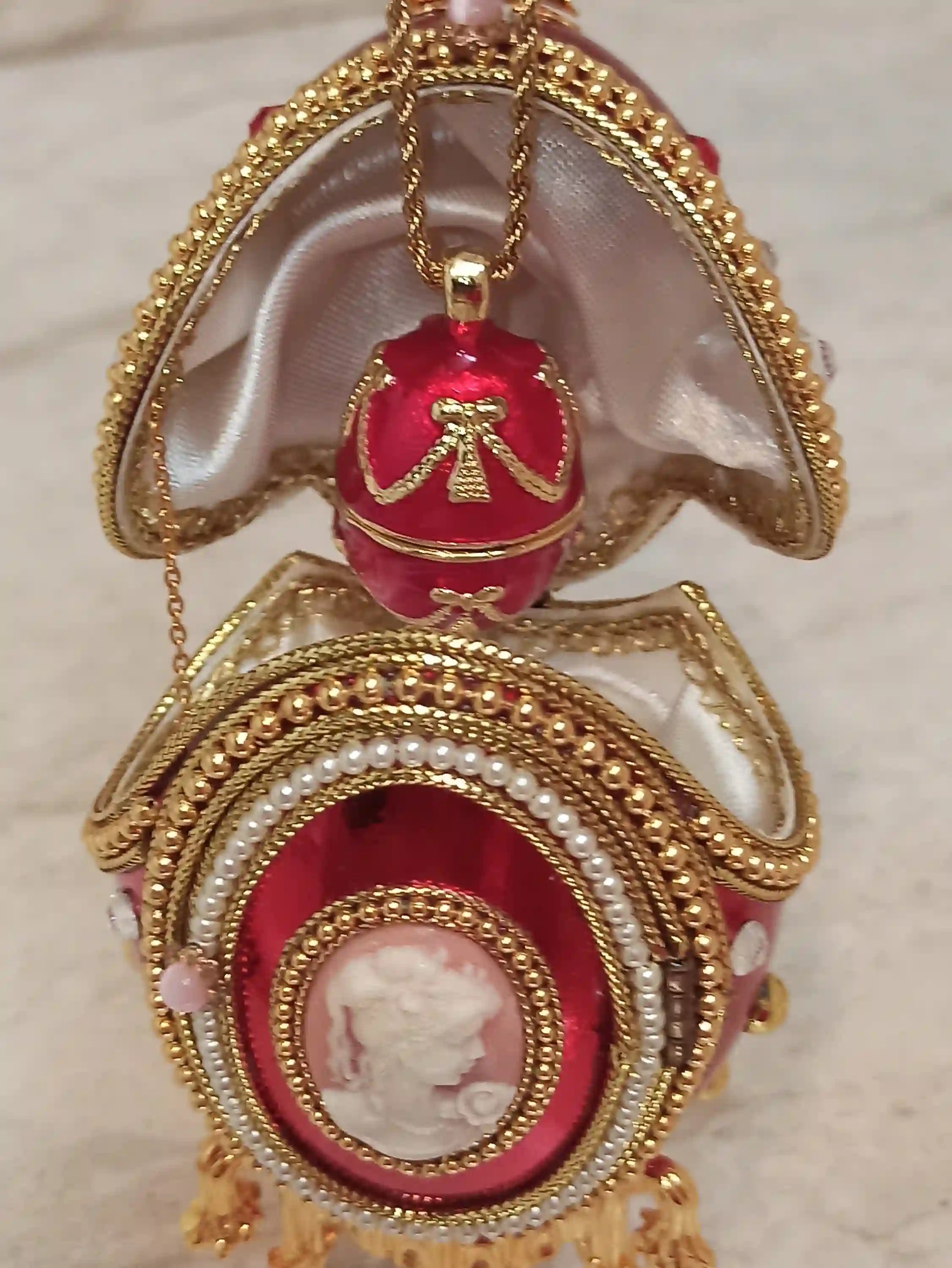 ONEOFAKIND gift,Faberge-Style Egg Trinket Box,Faberge MUSIC Box,Antique Picture Frame,Vintage Egg Faberge style,24k Neklace Bracelet & Faberge egg 