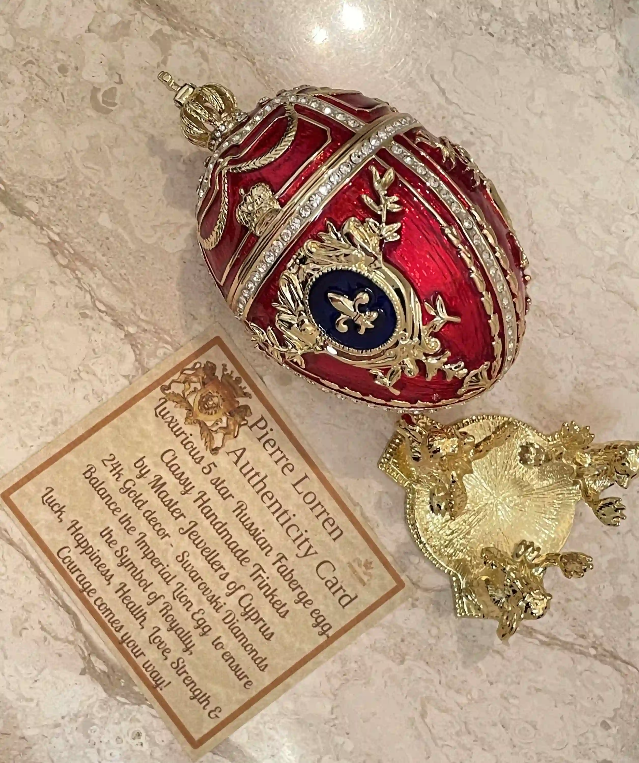 Royal 5* Faberge egg Trinket box with lid Faberge Collectibles Wedding gift Richly decorated 24kGOLD Swarvoski HANDSET Egg Fabrege style egg 