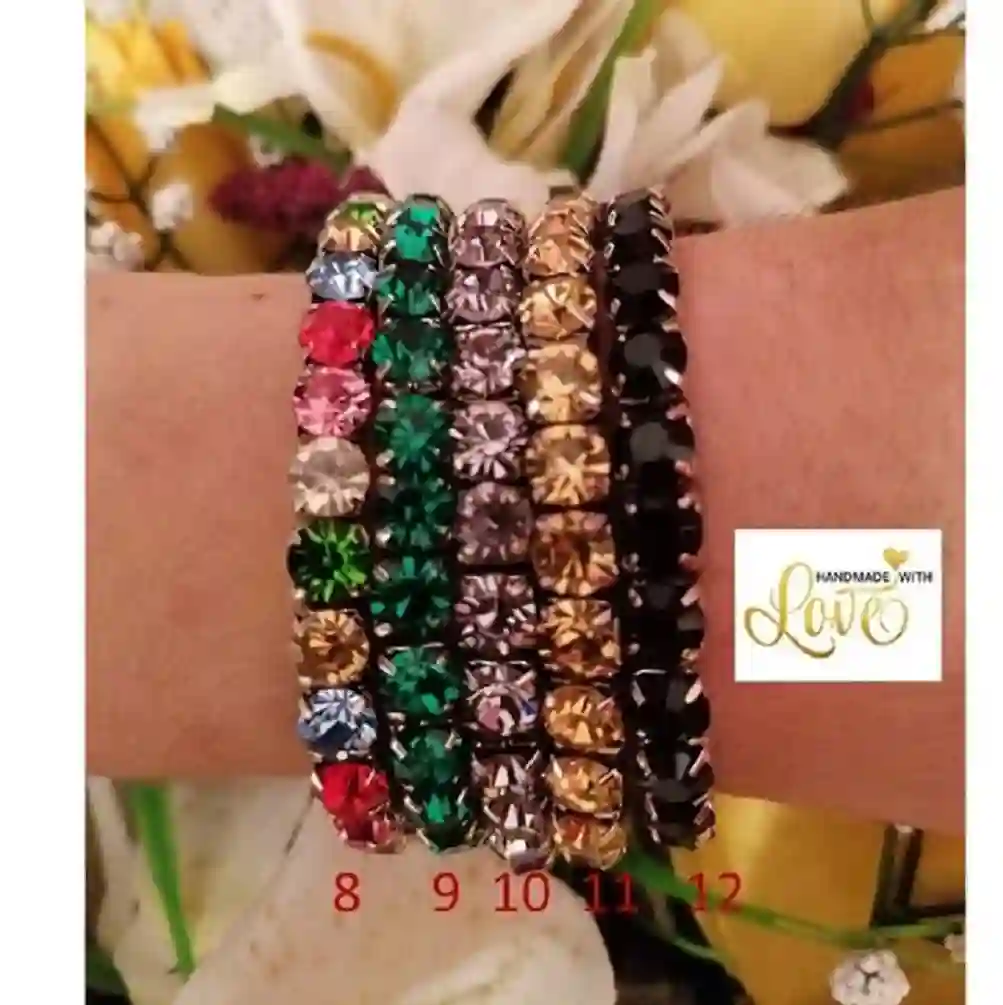 Black crystal bracelet 18kt white gold plated Black tourmaline Tennis bracelet Jet black Evening bracelet Formal jewelry for woman friend cz 