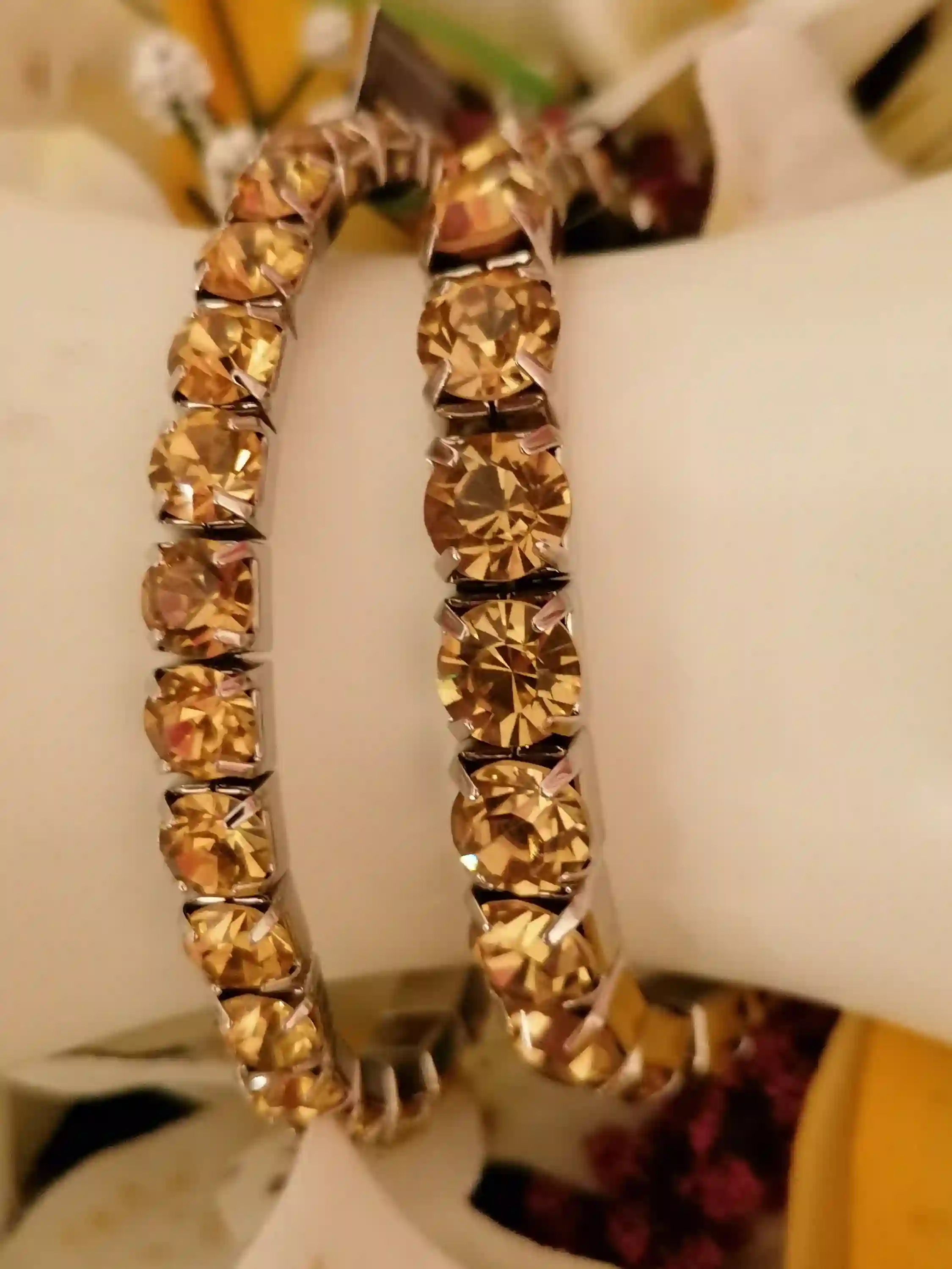 CITRINE bracelet 18kt white GOLD SWAROVSKI Gemstone Tennis bracelet for women November birth Jewellery Yellow citrine crystal jewelry gift 