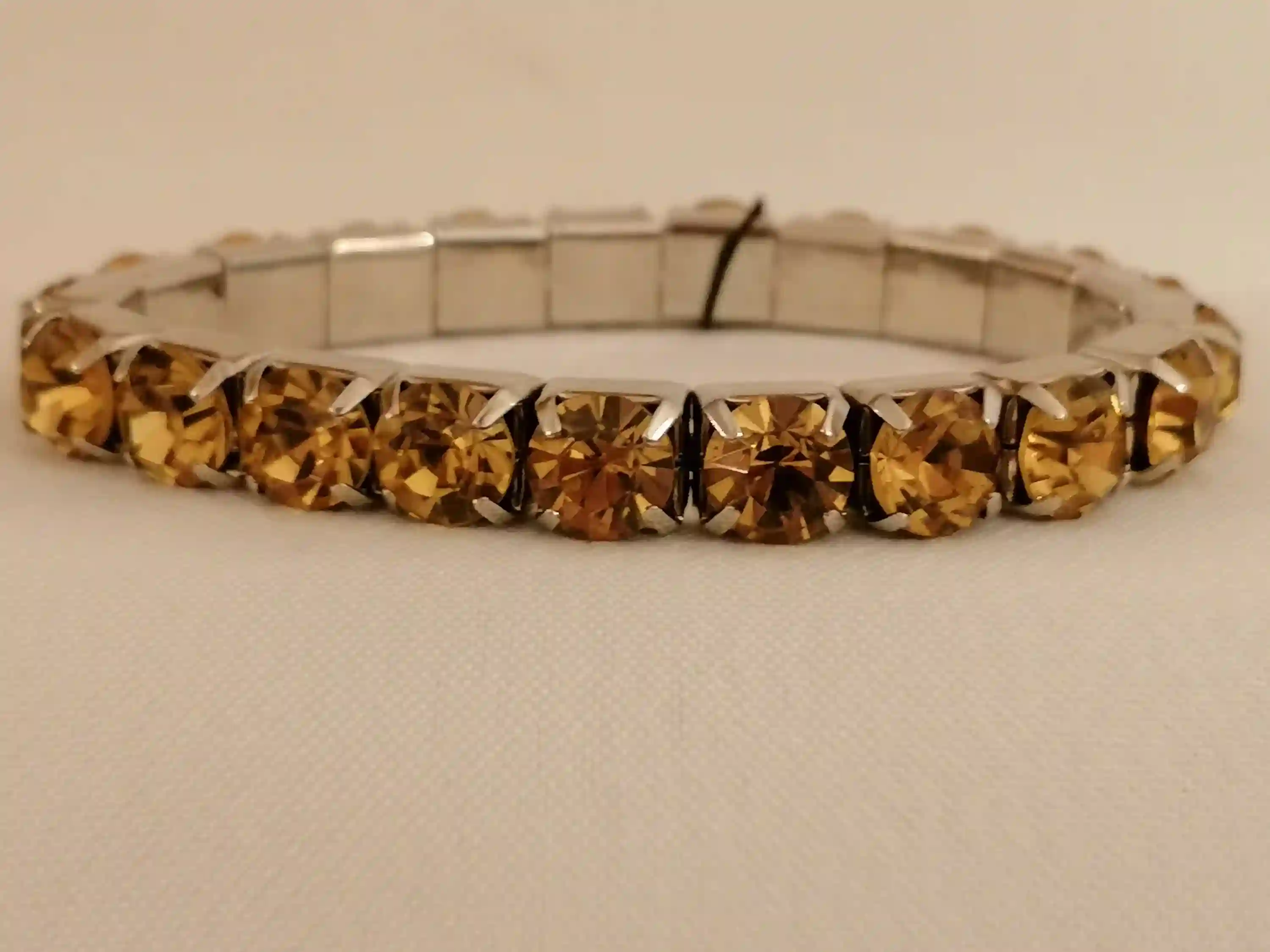 CITRINE bracelet 18kt white GOLD SWAROVSKI Gemstone Tennis bracelet for women November birth Jewellery Yellow citrine crystal jewelry gift 