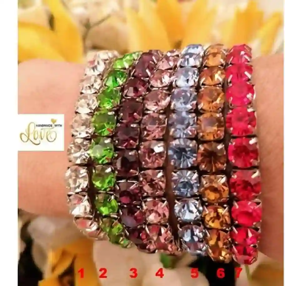 CITRINE bracelet 18kt white GOLD SWAROVSKI Gemstone Tennis bracelet for women November birth Jewellery Yellow citrine crystal jewelry gift 