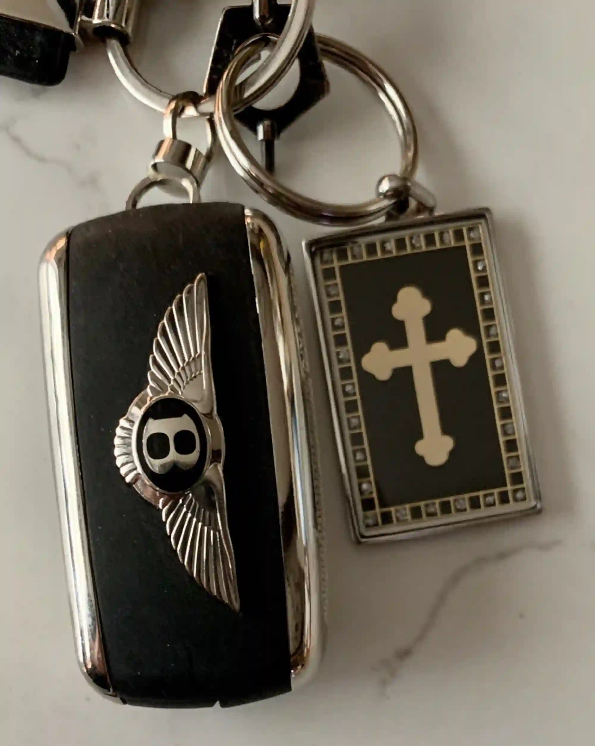 SILVER Cross Keychain Swarovski Diamond 24K Christian keychain Cross Key ring/Christian Keyring Cross Key chain/Christian Gift Confirmation 