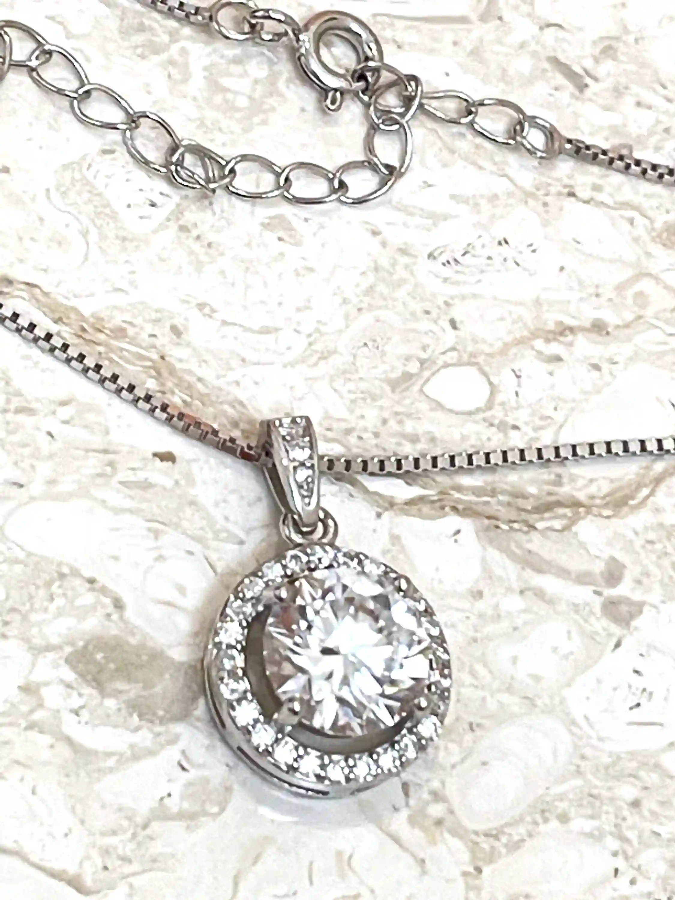 2.2 carat Solitaire Necklace Girlfriend Gift Valentine's day Prong Diamond Solitaire Pendant SOLID Sterling Silver 18kt White GOLD 16