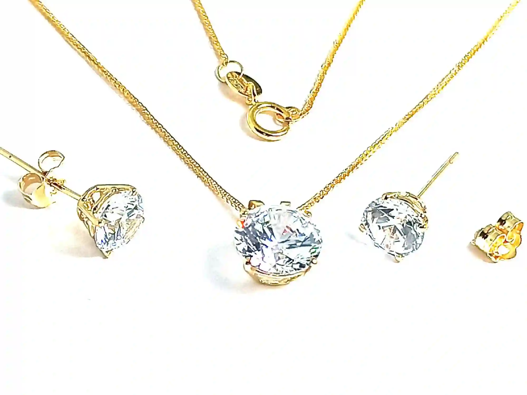 3.5 carat Solitaire Diamond Set Solid 18k GOLD Yellow Gold Diamond Jewelry Diamond Earring Necklace Diamond Pendant Designer Jewelry Set 18k 