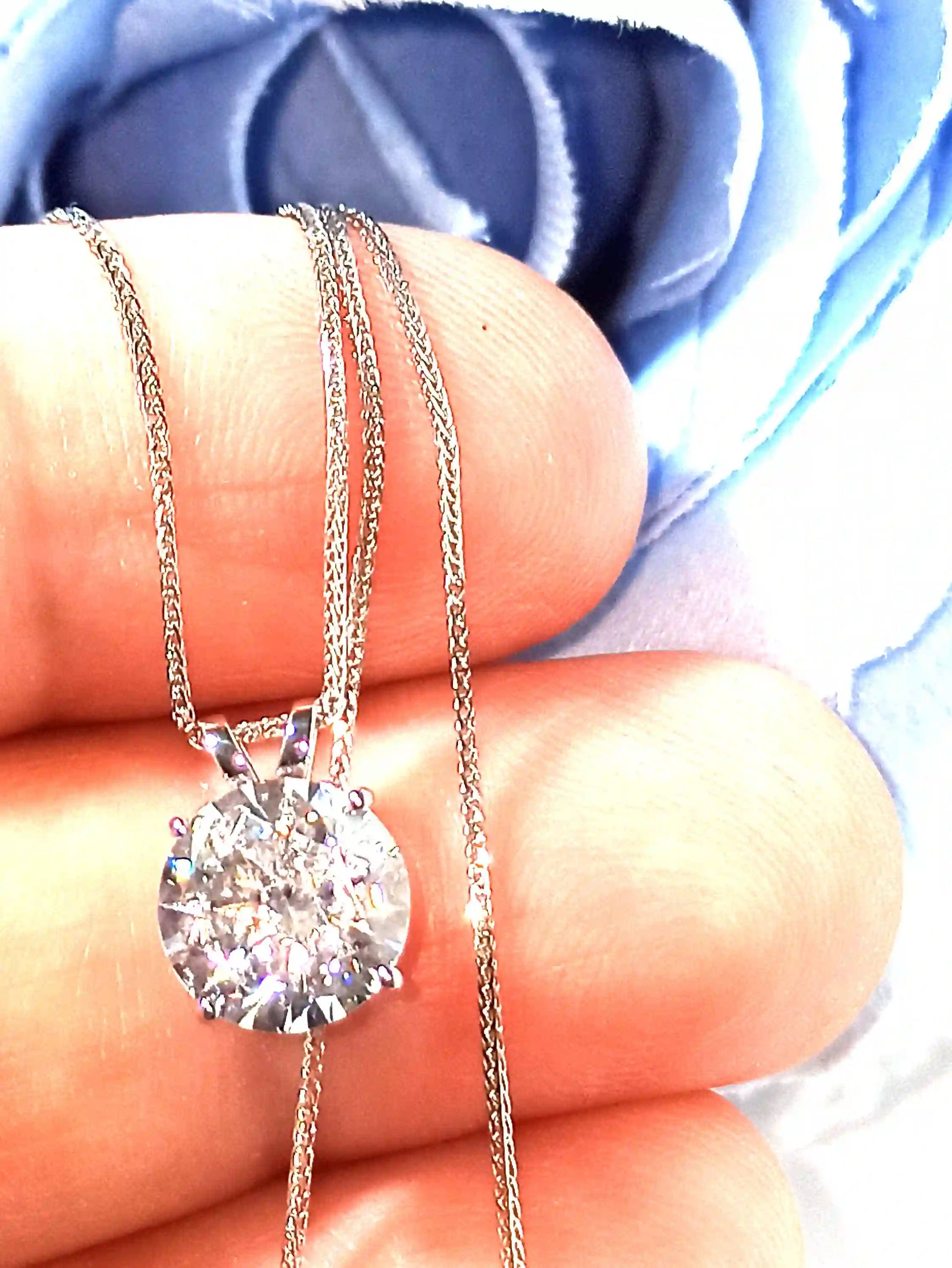 1.5 carat - Solitaire Diamond Pendant Necklace gift for her -8mm- SOLID 18K GOLD Necklace -18