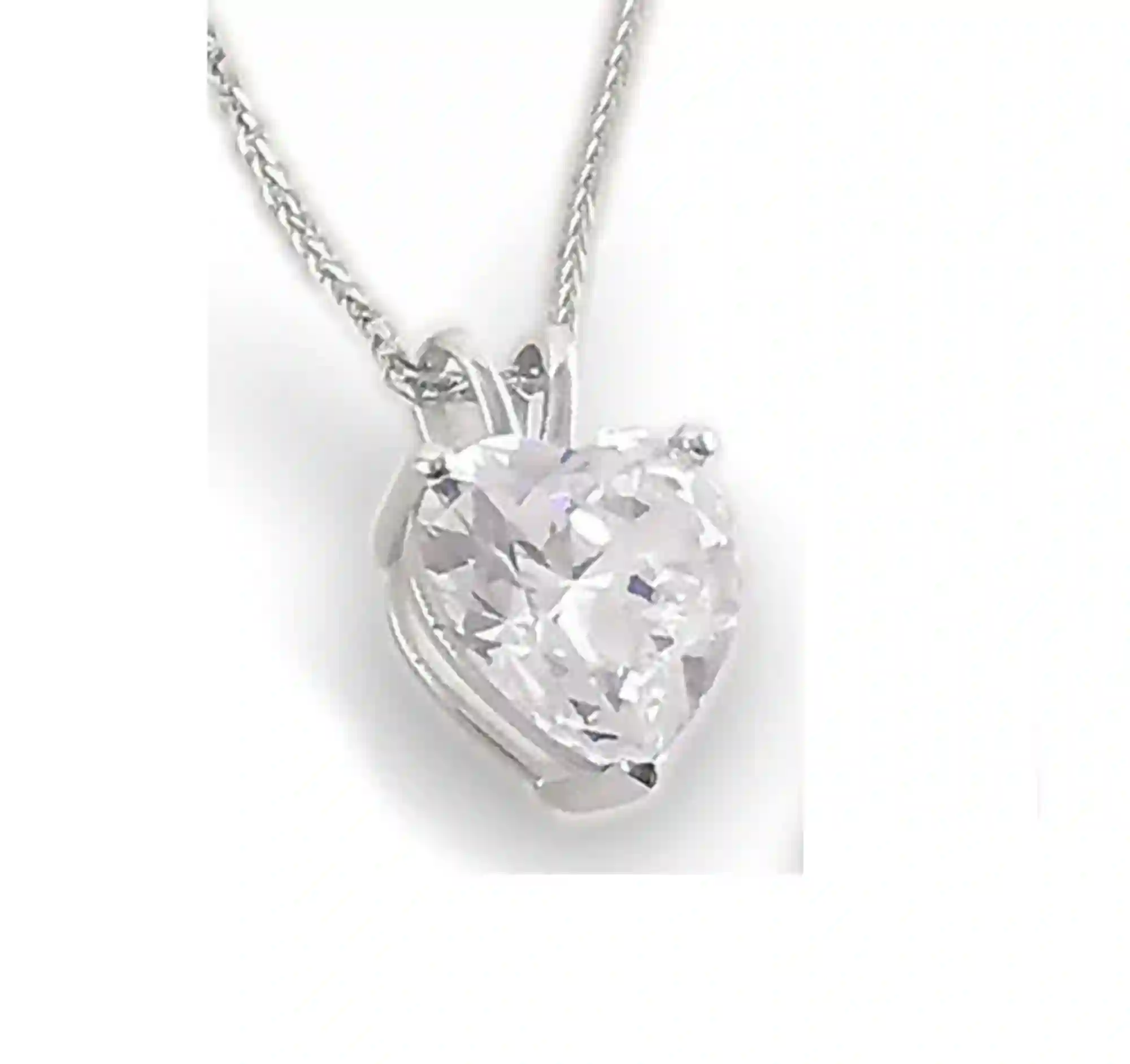 1.5 ctw Valentines Day Diamond Heart Pendant Necklace SOLID 18k White Gold Valentine Gift for her 18kt Gold Solitaire Diamond Necklace Heart 