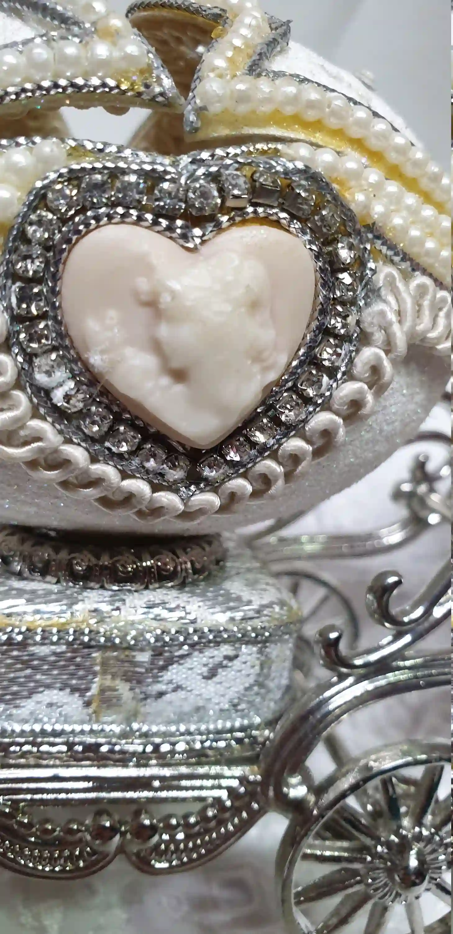 Antique Baby Faberge style Egg ONLYONEOF Musical Trinket NATURAL Egg Newborn Gift New Mom Gift Grandparent Baby Shower Ornament Fabrege 1981 