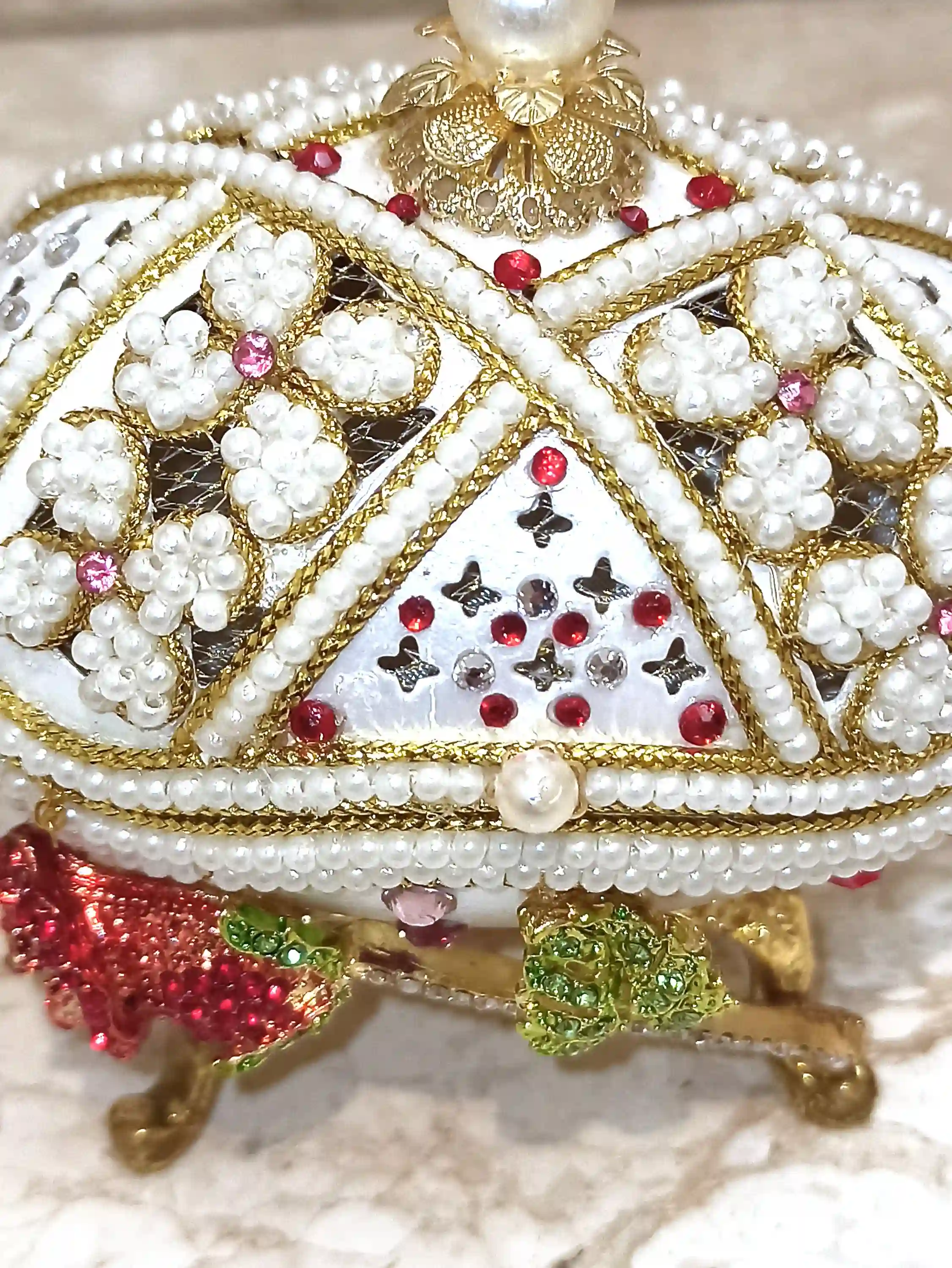 Faberge EGG & Heart Sterling Silver NECKLACE - Ruby Tennis BRACELET Fabrege Egg style Music Box Faberge September Birthday Gift for women 