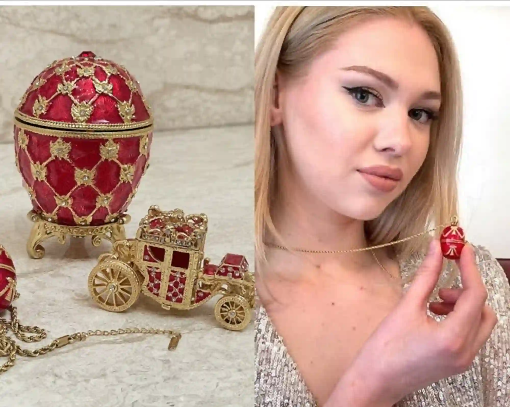 Faberge Ruby Faberge style egg & Faberge Pendant - Red Faberge egg Perfect gift to her HANDMADE Faberge Luxury Jewelry box egg 24k GOLD 