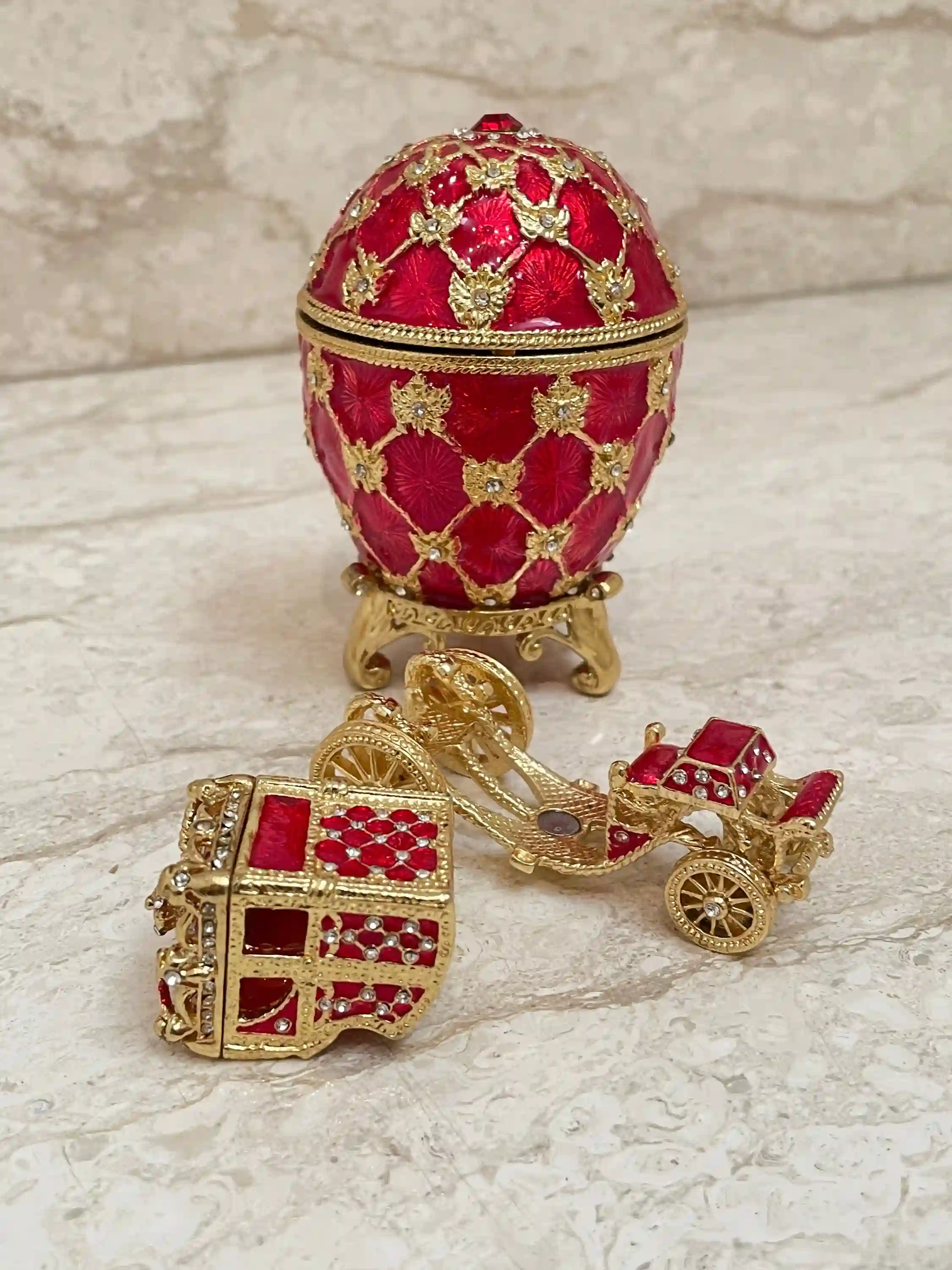 Handmade Ruby Faberge Style Egg Trinket & Gold Bracelet Faberge egg Christmas Easter Egg Valentine Gift for him, Faberge egg Decorative box 