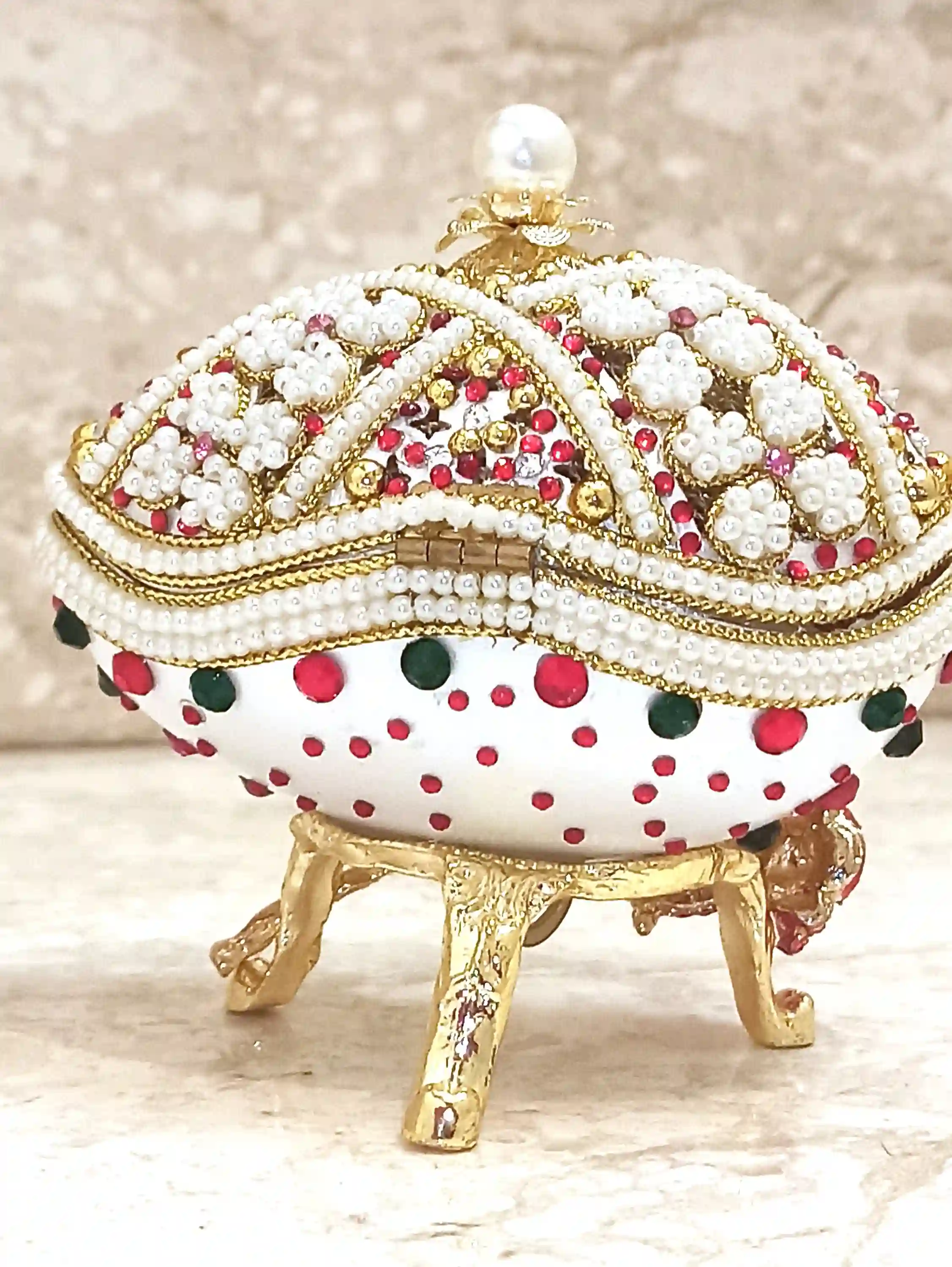Faberge-Style EGG Ornament + Faberge-Style Egg NECKLACE + Ruby Gold Bracelet Maid Of Honor Gift Bridal Shower Gift MUSIC Birthday Gift for her 