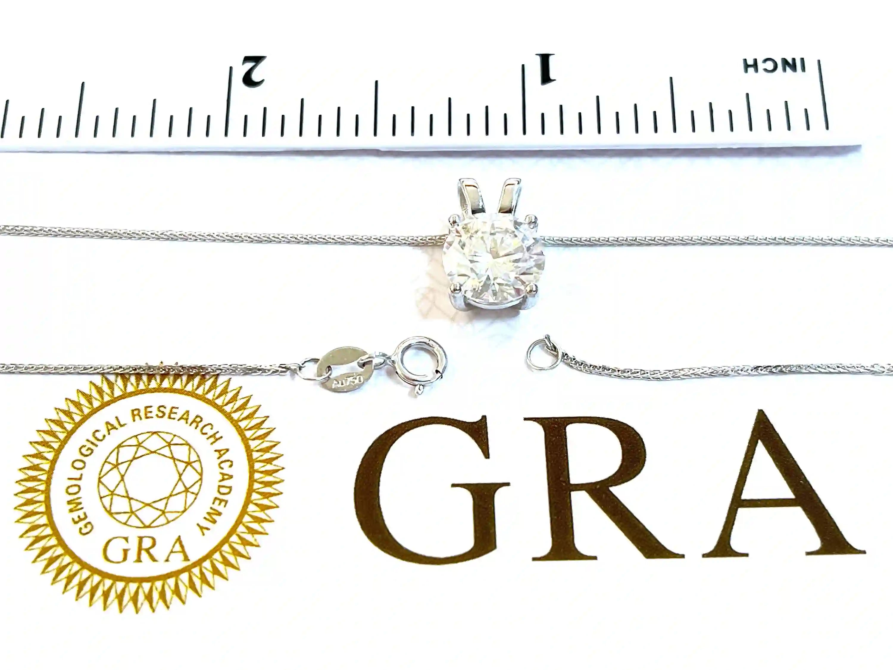 Solid 18k White Gold Necklace Certified Diamond Solitaire Round Cut Pendant Necklace 2 carat VVS1 D Color 8mm Dainty Diamond Necklace Gift 