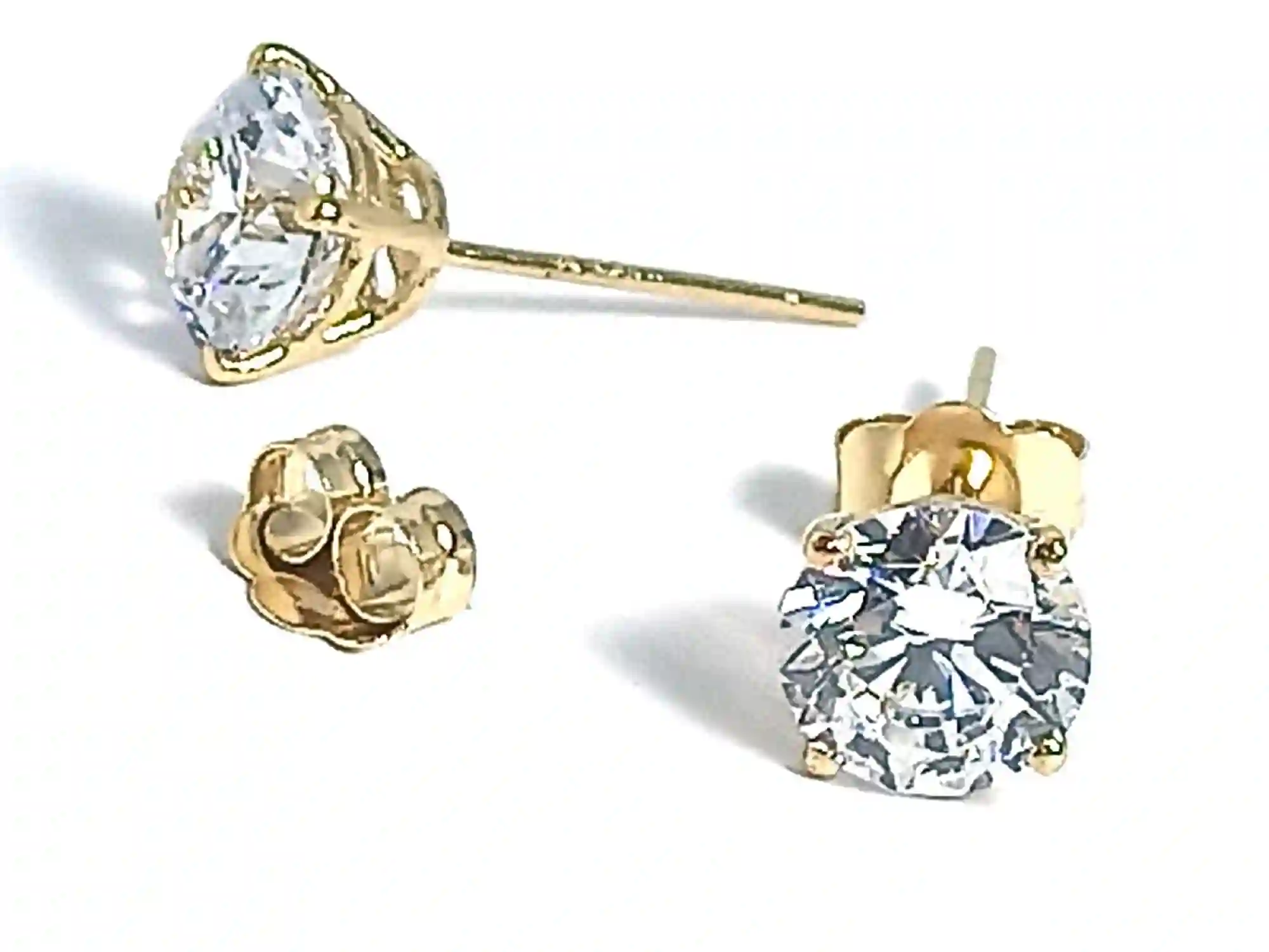 SOLID 18k GOLD Solitaire DIAMOND Earrings 2 carat Diamond Stud Earrings Yellow Gold Wife Earrings Gift for Her Luxury Diamond Earstud 6.5mm 