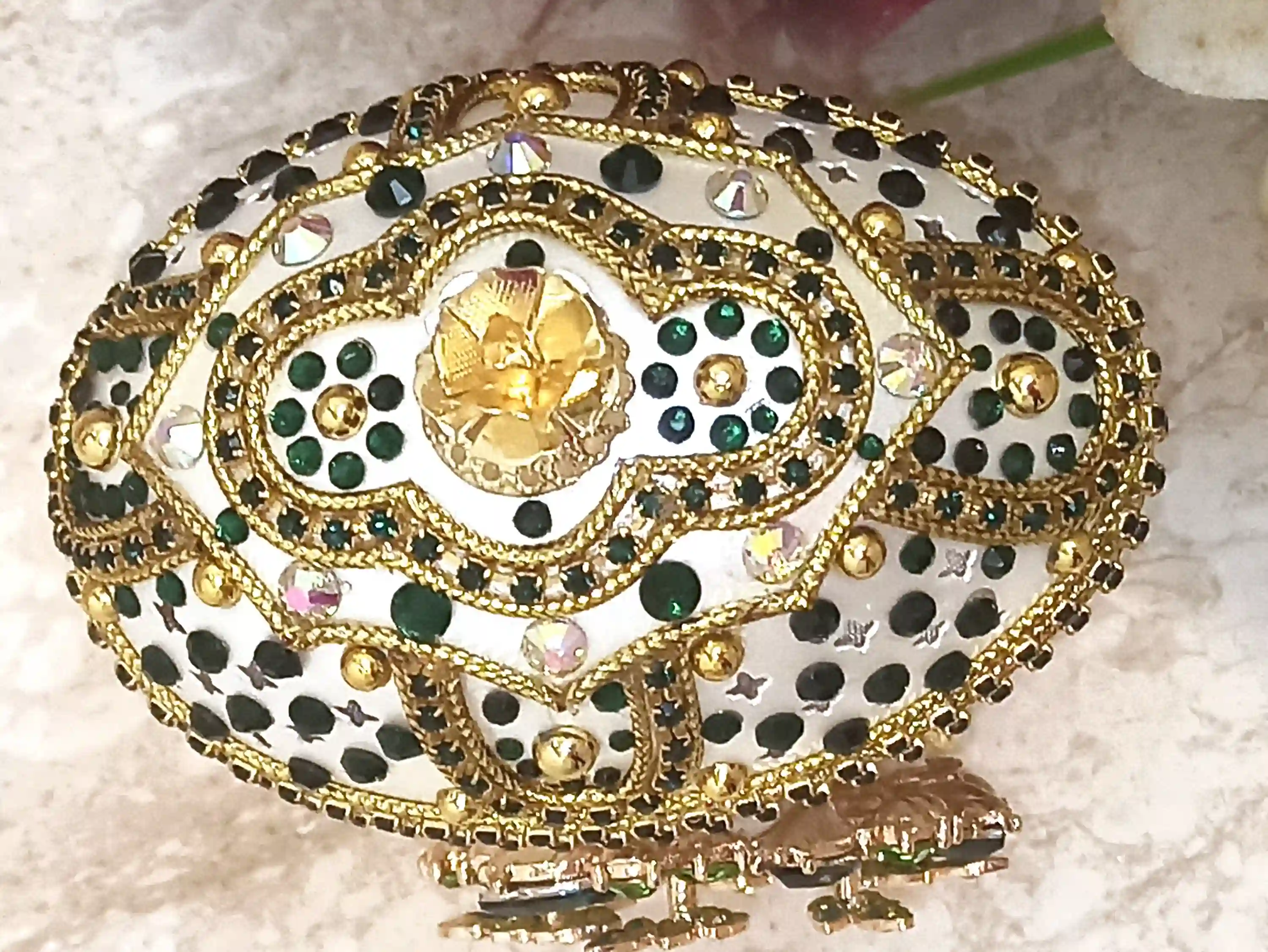 Faberge egg ,Faberge Egg Pendant, Emerald Gold Bracelet, Unique Wedding gift Ideas,Unique Art, Home Decor Ornament,Faberge egg style Jewelry 