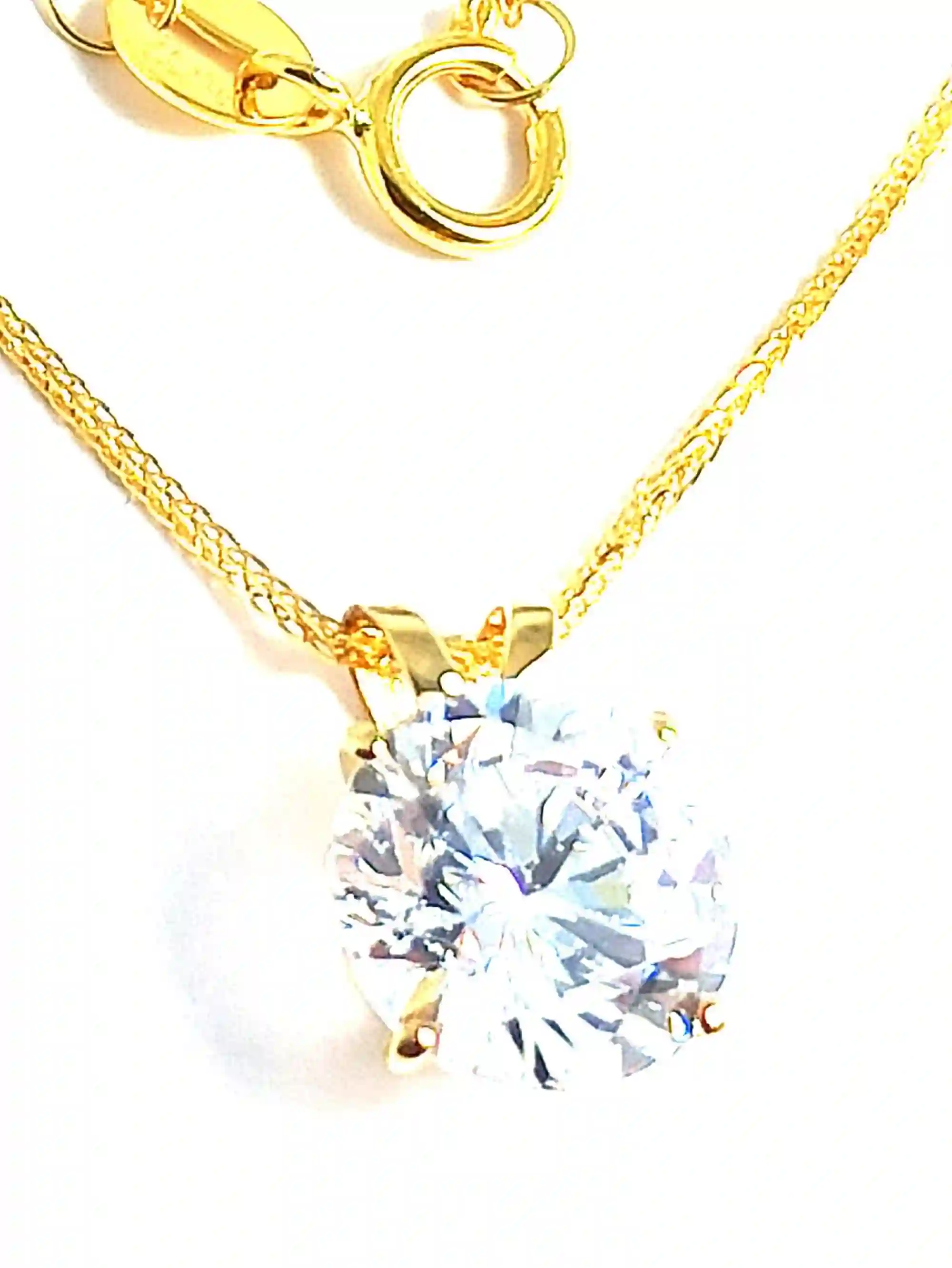 1.5ct Diamond Solitaire Necklace SOLID 18k GOLD BRILLIANT Cut Diamond Necklace 18