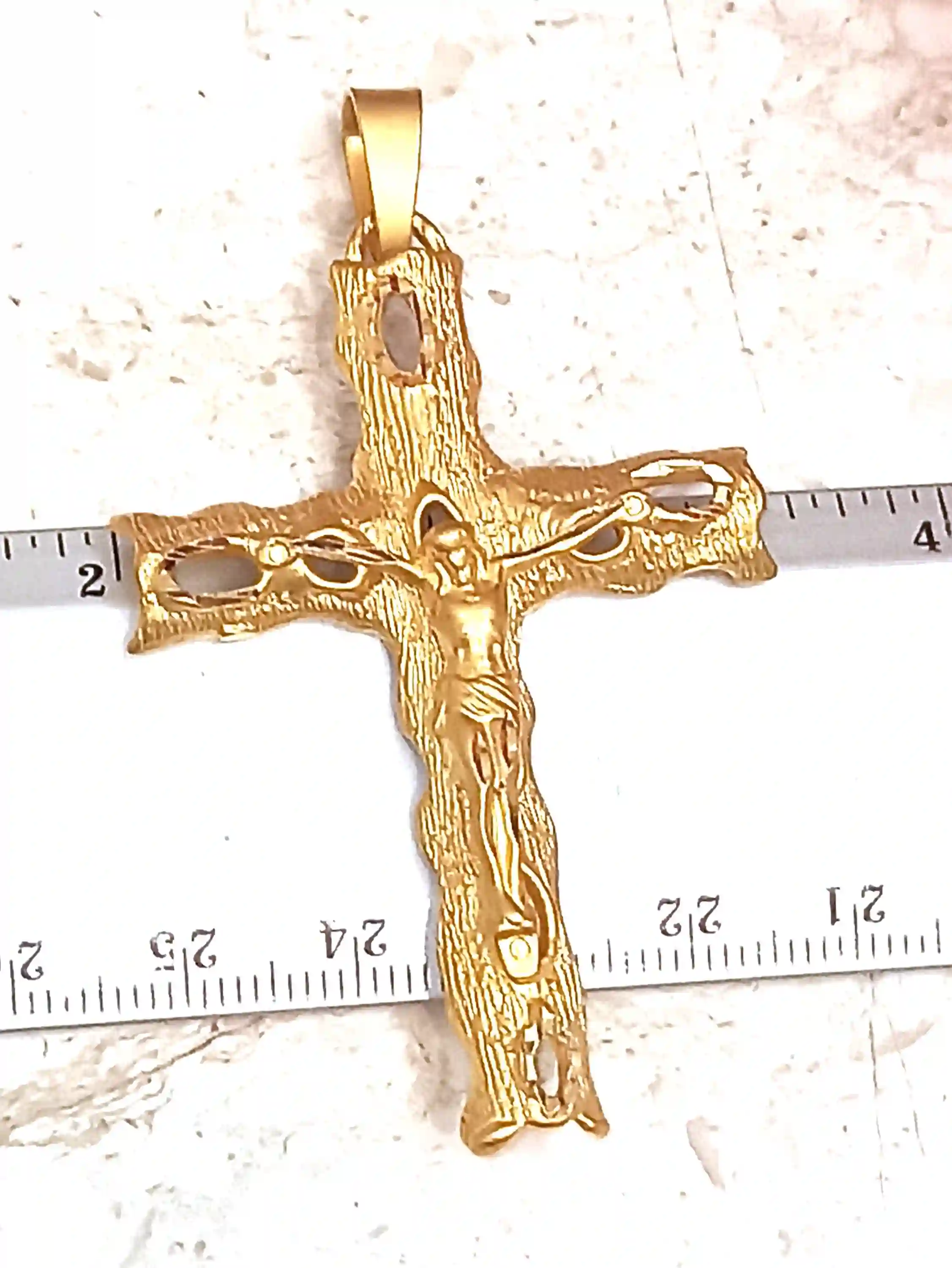 One of a KIND Cross Solid 18kt GOLD Christian Jewelry Cross Crucifix Christian Mom Jesus Christ Cross Unique gift for her- Cross for Women 