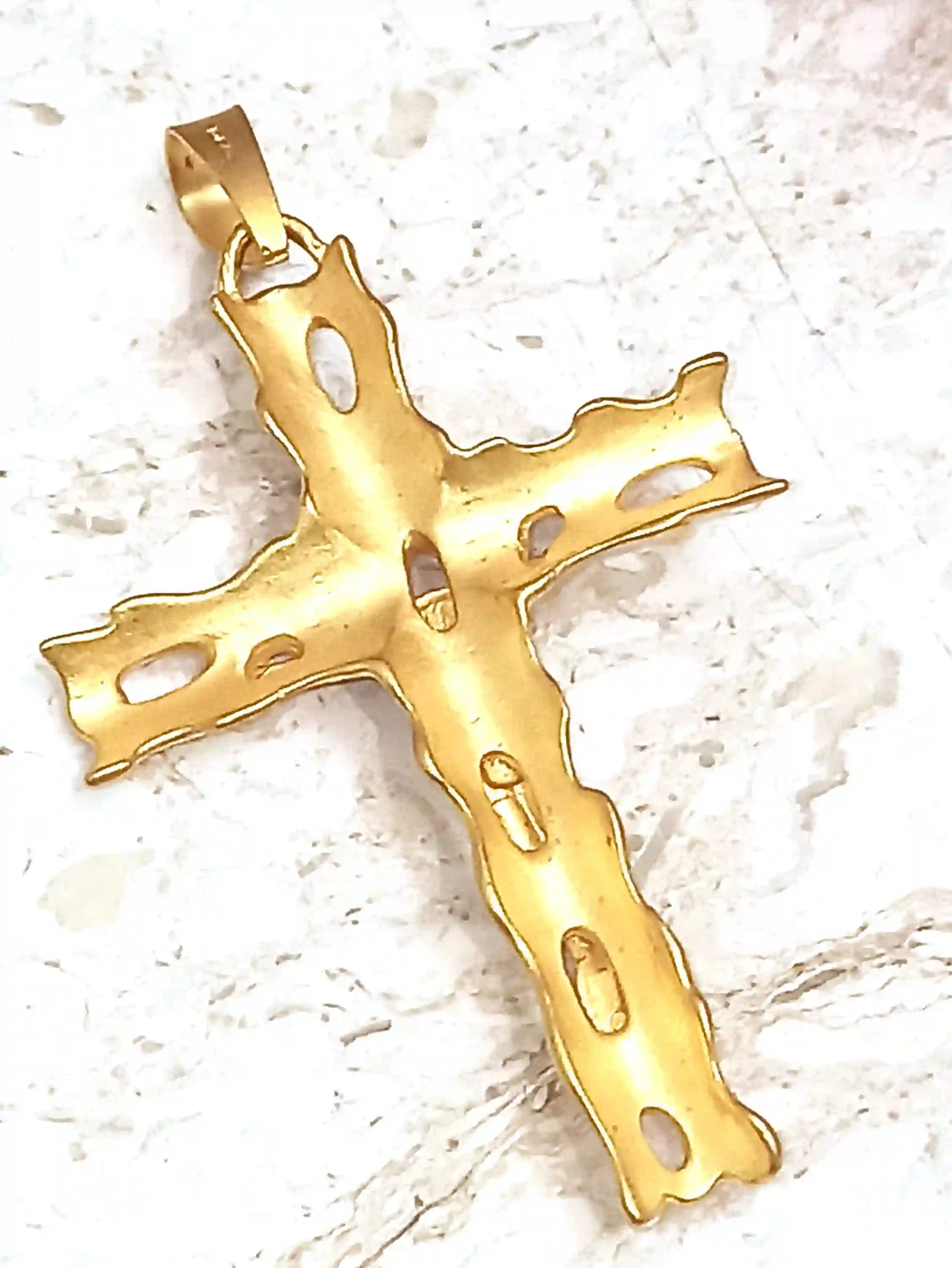 One of a KIND Cross -Solid 18kt GOLD Christian Jewelry-Cross Crucifix-Christian Mom - Jesus Christ Cross-Unique gift for her-Cross for Women 