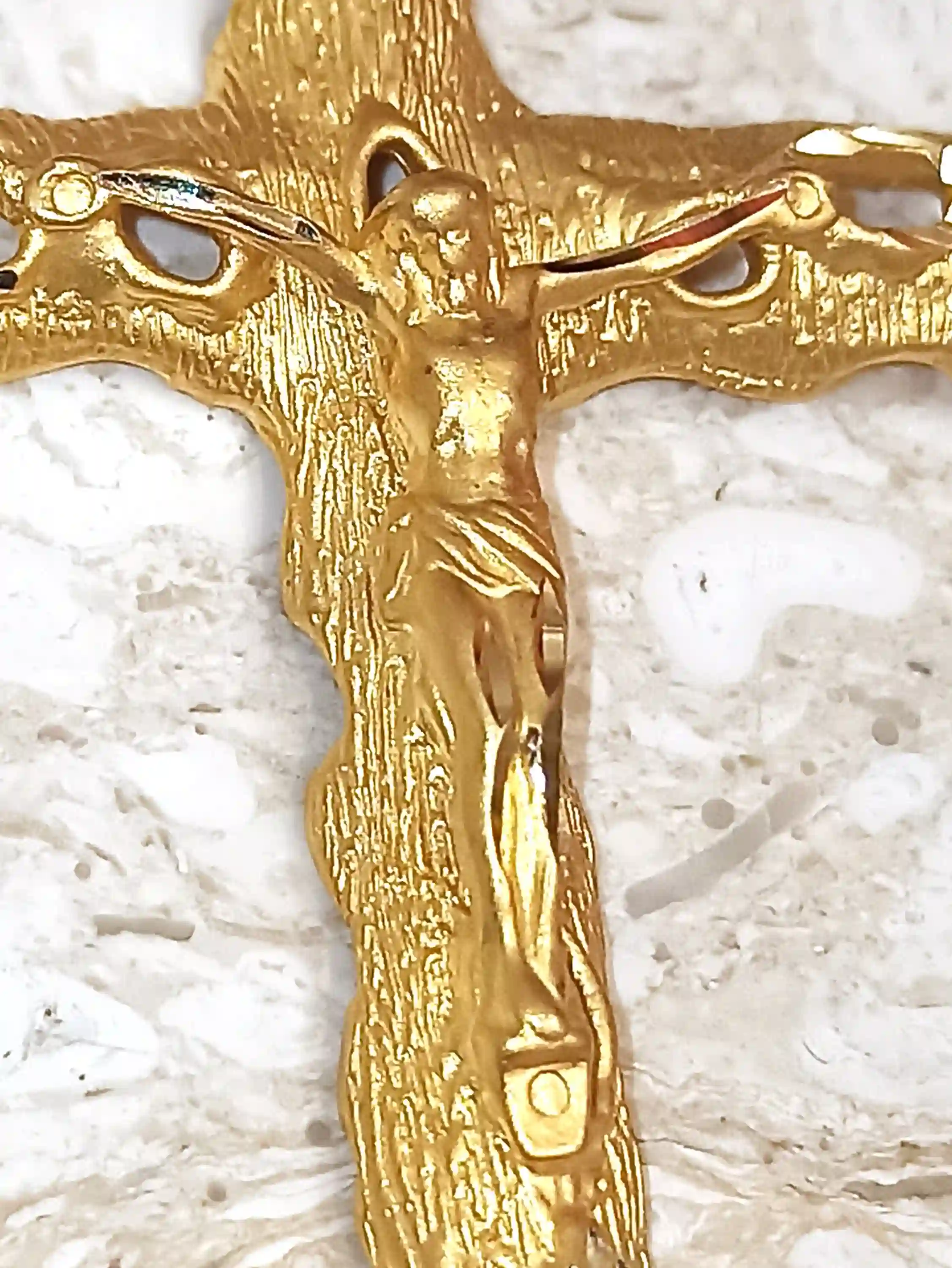 One of a KIND Cross -Solid 18kt GOLD Christian Jewelry-Cross Crucifix-Christian Mom - Jesus Christ Cross-Unique gift for her-Cross for Women 