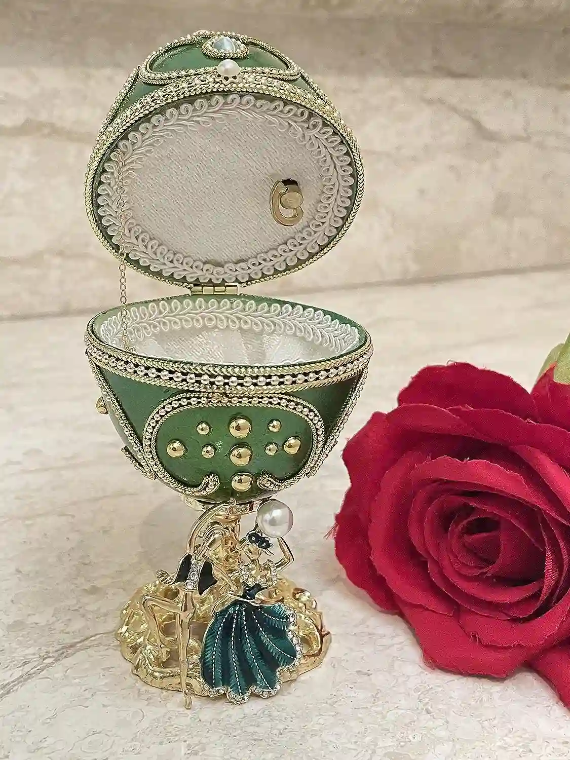 Faberge Egg Music, Gift for Couple, Faberge Egg Bridal Shower gift, Faberge egg Parents Anniversary, Couple Wedding gift,Faberge Trinket Box 