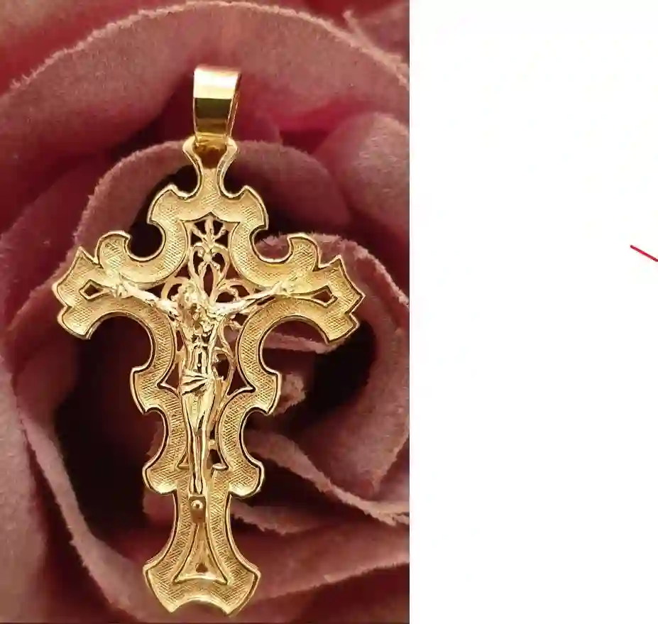 X-Large 18k SOLID GOLD Cross Crucifix Pendant Solid Gold Crucifix Yellow Gold Cross Jesus Crucifix Cross Pendant Christian Religious Jewelry 