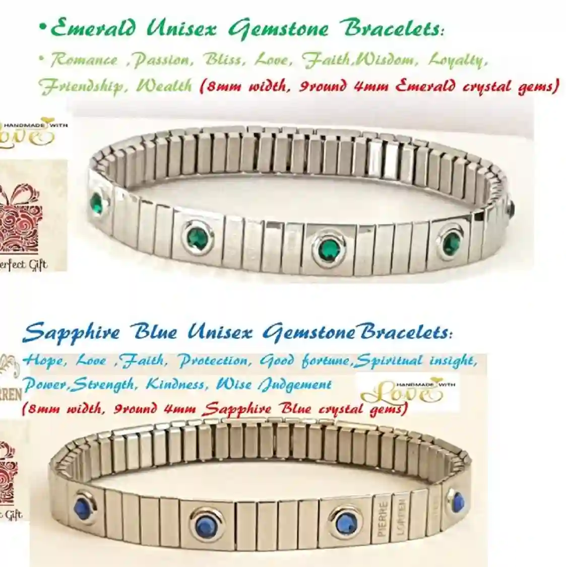 Silver Gemstone Bracelets for Women/ Stack Gem Bracelets for her/Everyday Birthstone Gem bracelet gifts/ Woman bracelet bangle Jewelry gift 