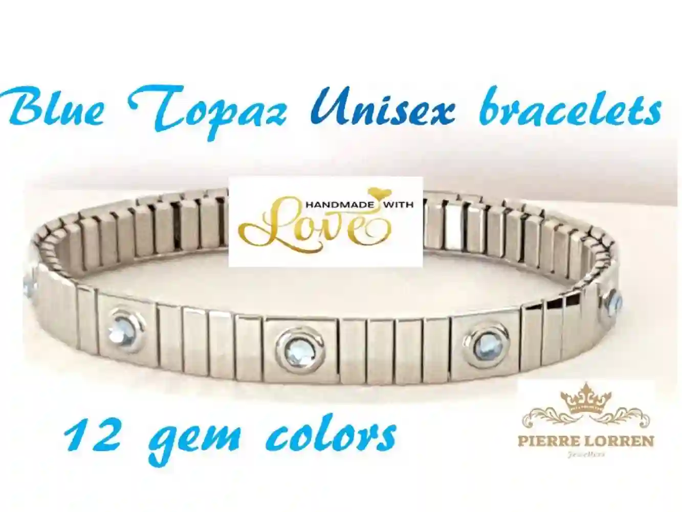 Silver Blue Topaz Bracelet December Birthstone Unisex Bracelet Gift /Sky Blue Topaz Bracelets for him and her / Blue Gemstone Topaz Jewelry 