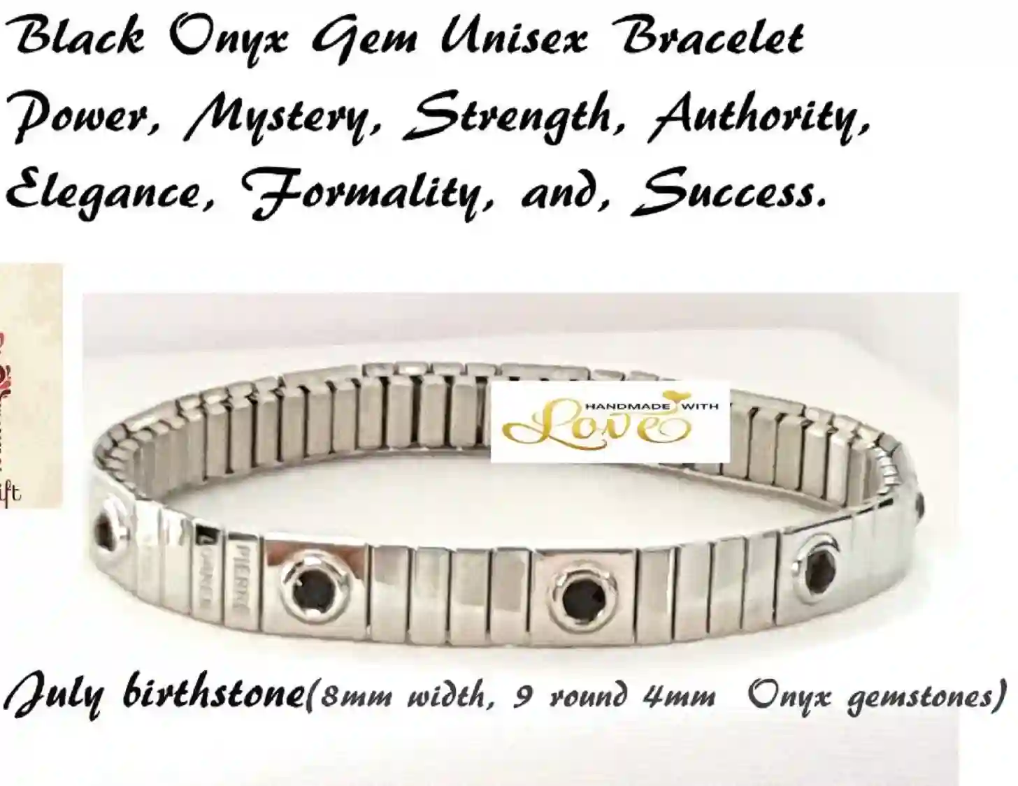 Silver Black Onyx bracelet Gift/Black SWAROVSKI Bracelet Silver Jewelry/Couples bracelet/Unisex Bracelet/His Her bracelet/Couple Jewelry Set 