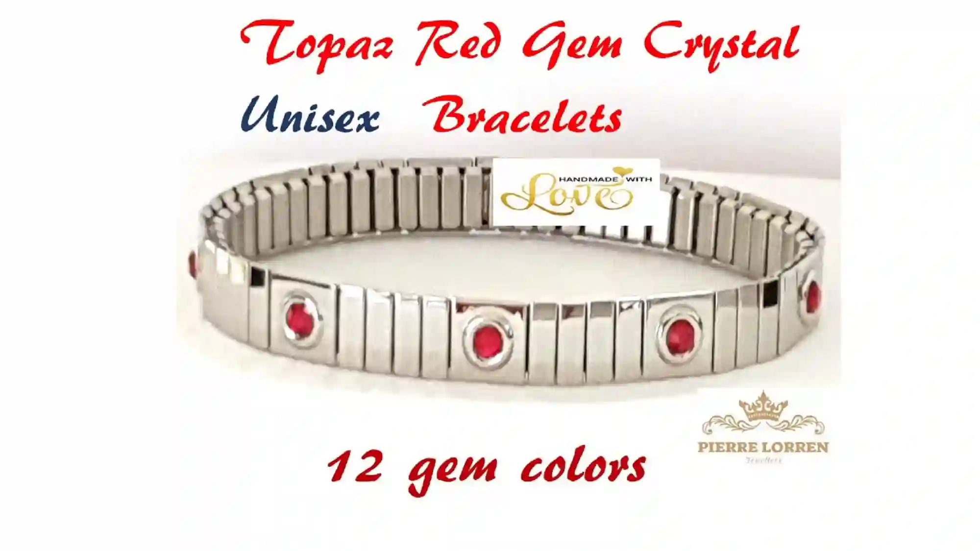Silver Topaz Bracelet Swarovski Ruby Gift /Unisex Red bracelet/Girlfriend Boyfriend bracelet/ July birthday bracelet/Brother Sister Bracelet 