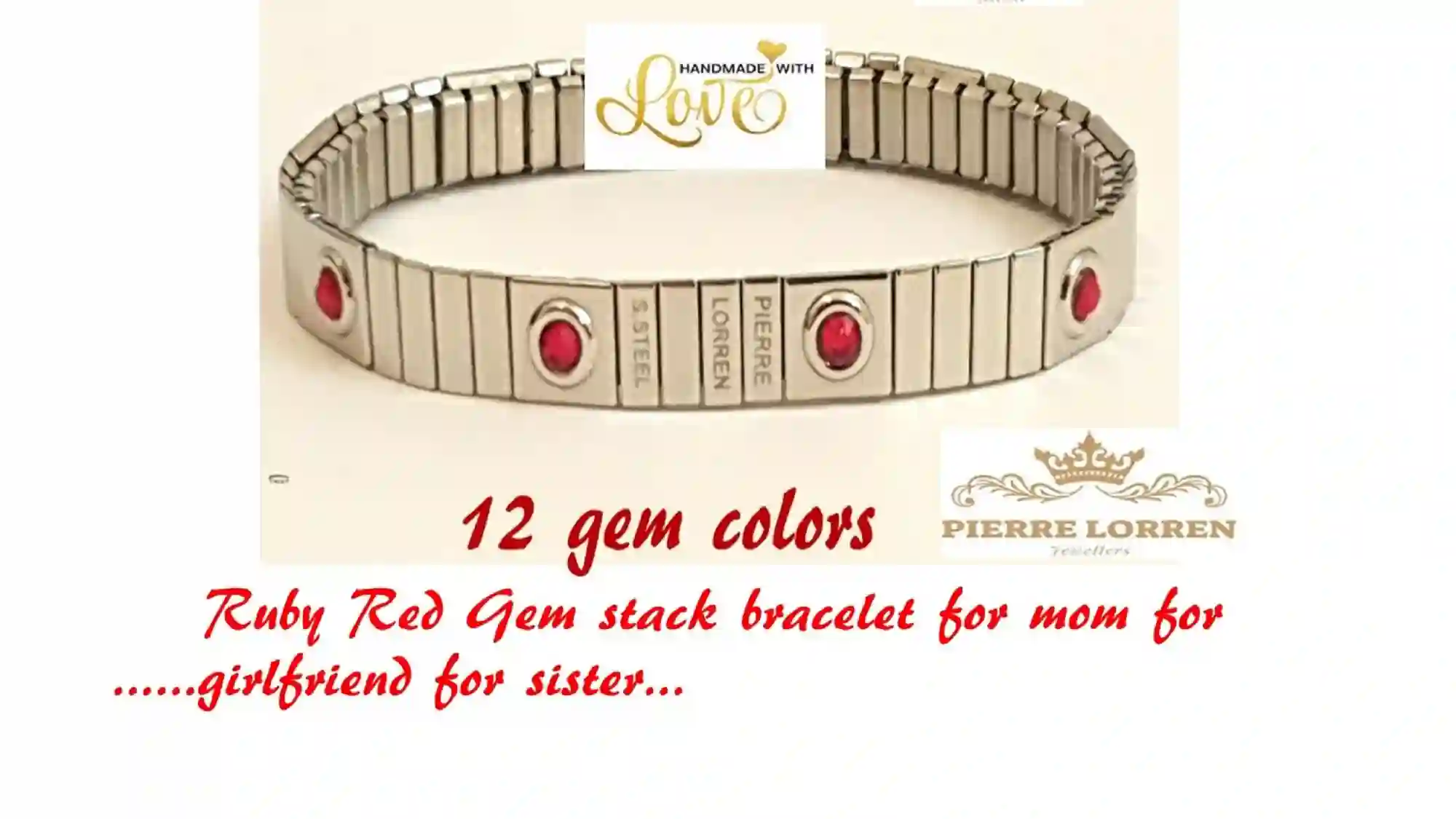 Ruby Gemstone Bracelet Jewelry for woman/SWARVOSKI Crystal July Birthstone Bracelet/Gift for Girlfriend Birthday/Everyday Bracelet for women 