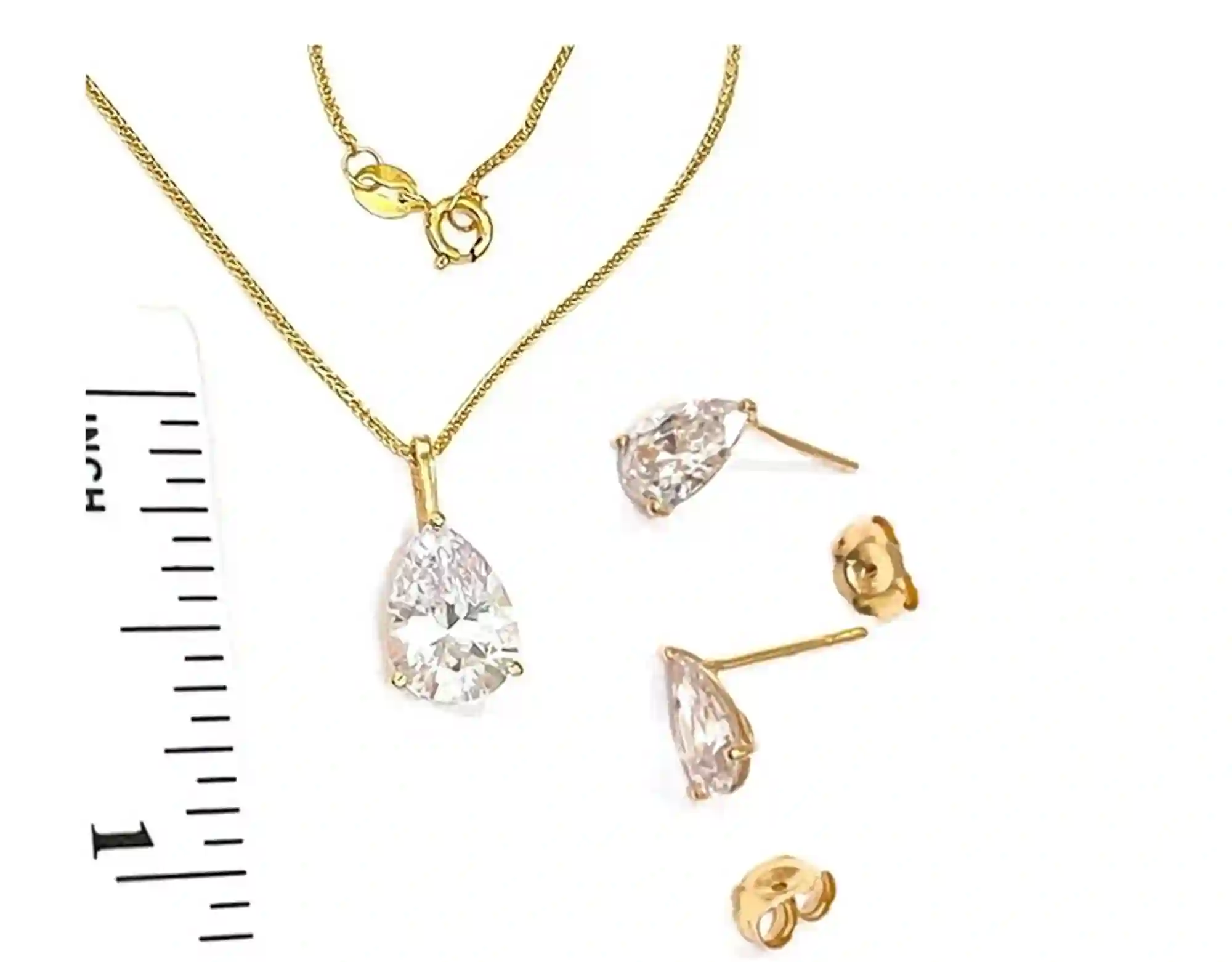 3ctw Diamond Tear Drop Pendant Diamond Teardrop Earrings Solid 18k GOLD Diamond Jewelry SET Pear Diamond Wedding Anniversary Gift for her 