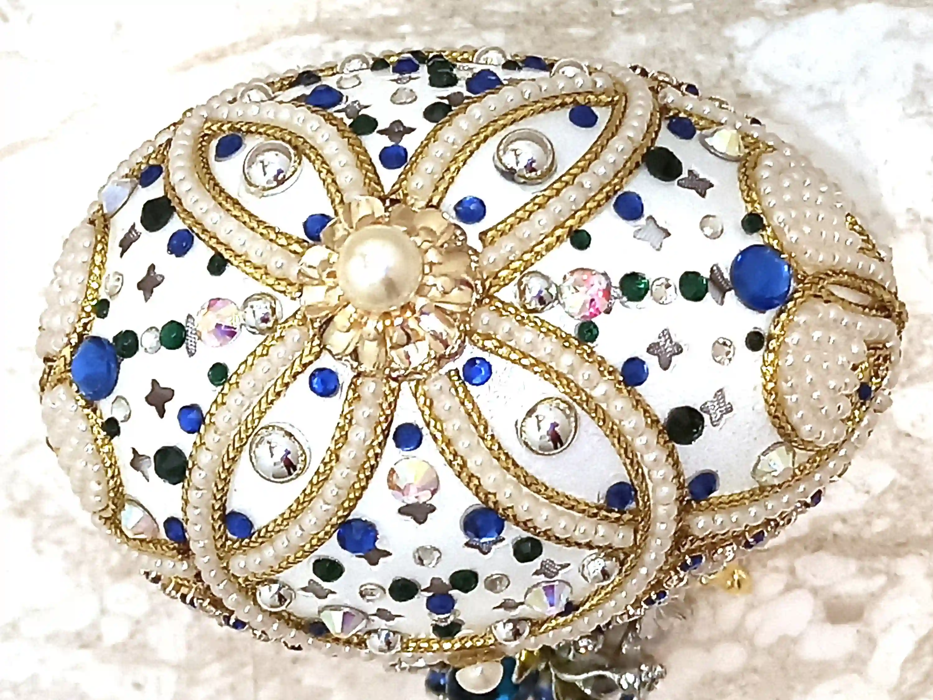 One Of a Kind- Faberge-Style Egg -24kGOLD -Faberge Egg Music Box- Sterling Silver Jewelry - Blue NECKLACE - Silver,Topaz BRACELET - Faberge style 