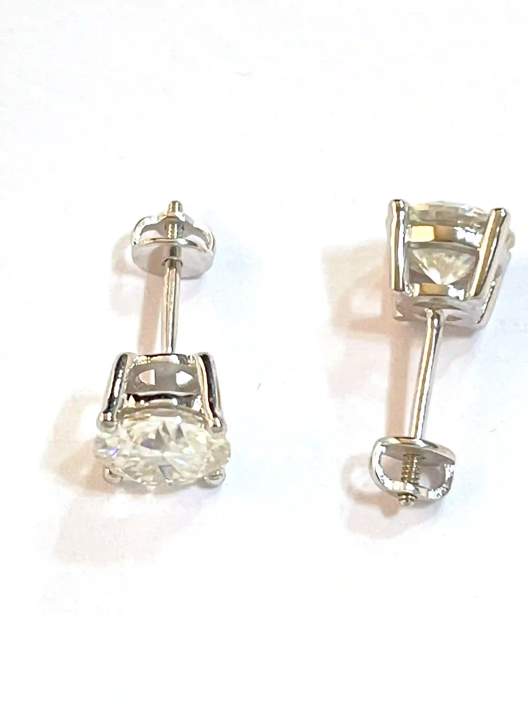 2 TCW Round Diamond Stud Earrings / 6.5mm Lab Grown GRA Certified Diamond Earrings / SOLID 18K White Gold Screw Back Earrings Anniversary 