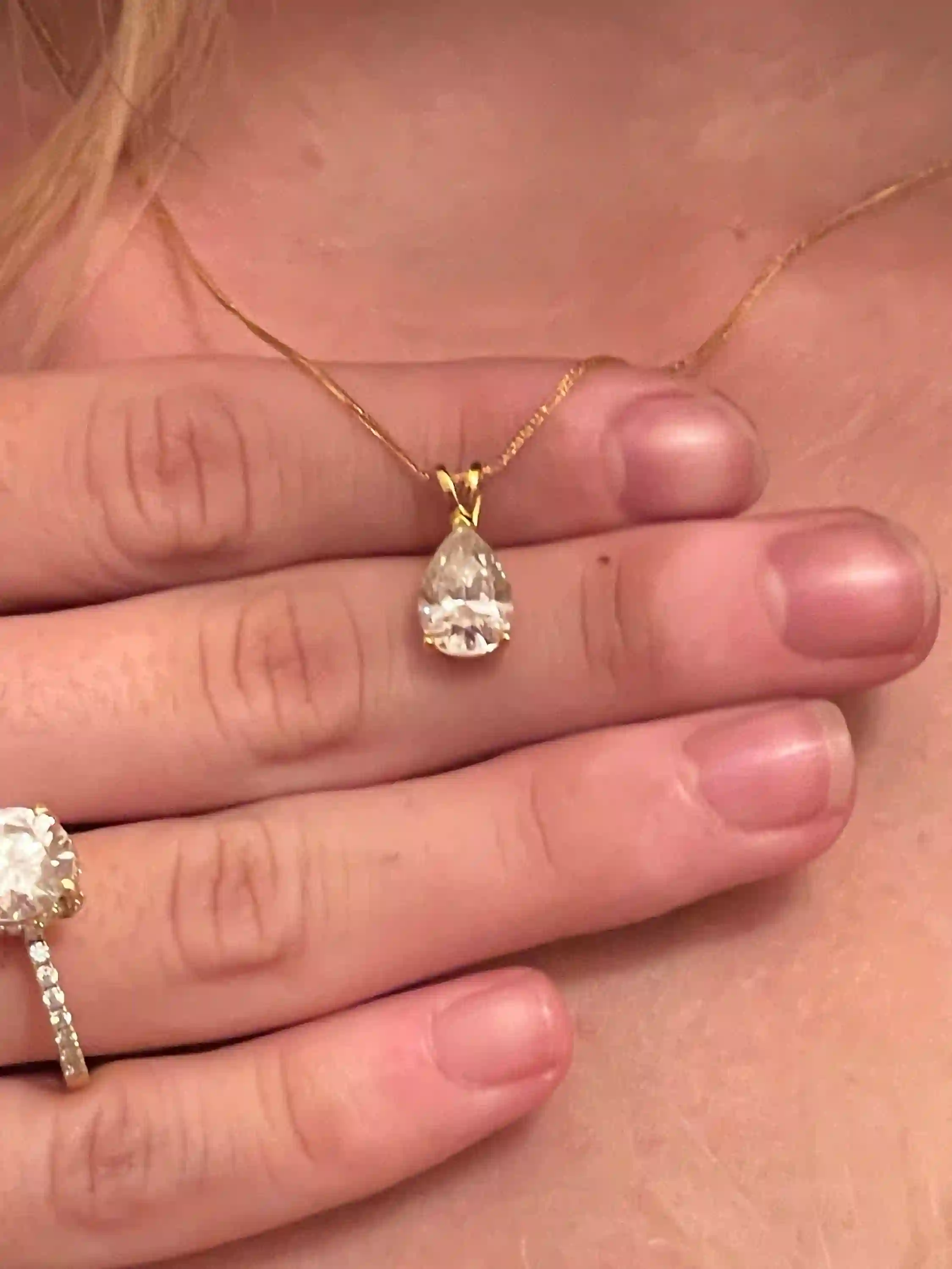 2carat Diamond Necklace, Pear Diamond Pendant Gold, Solitaire Diamond Necklace, Yellow Gold Diamond Necklace, 18k Solid Gold Jewelry Diamond 
