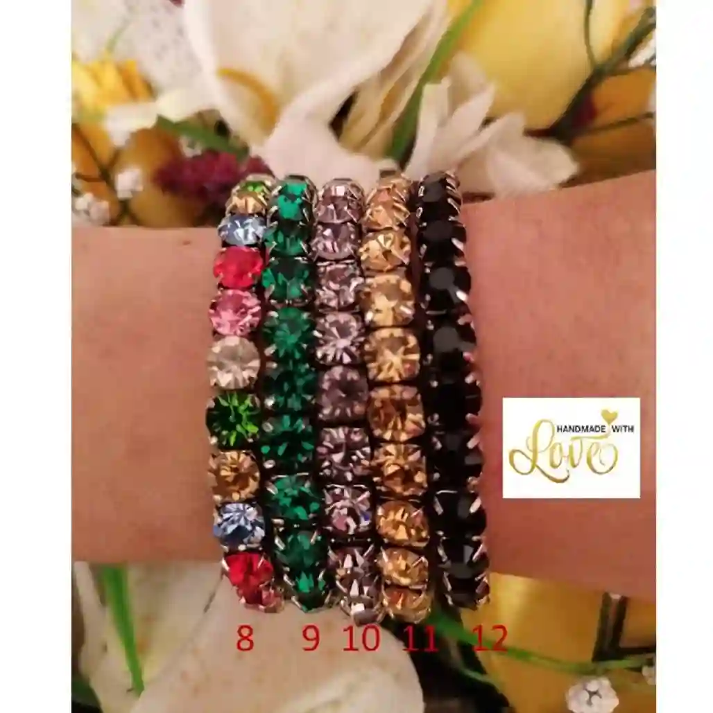 Rainbow Gemstone bracelet 18k white gold plating/Swarovski Multi colored bracelet for women Ruby Sapphire Emerald Diamond Onyx Amethyst gift 