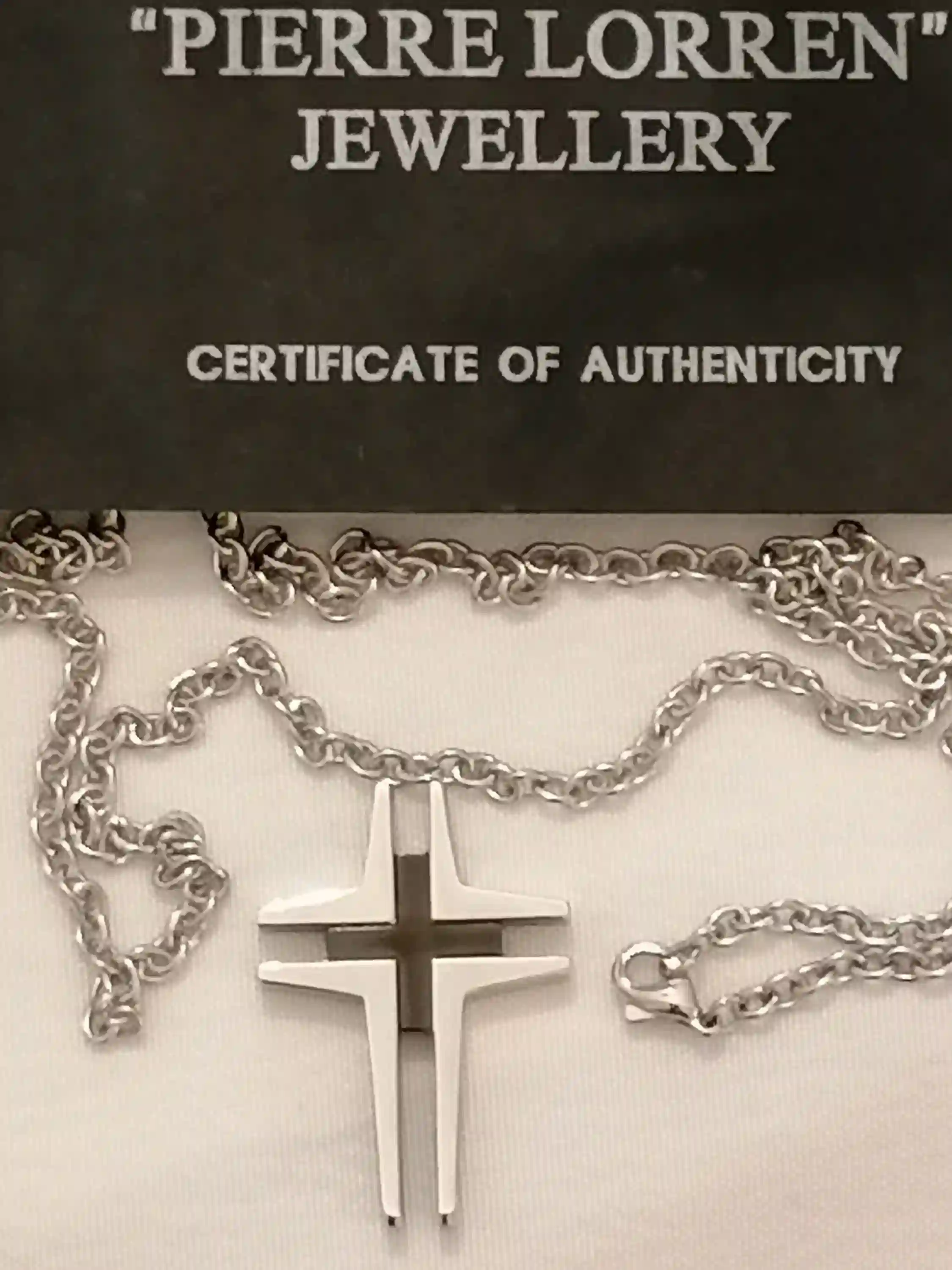 Cross necklace pendant for men/Onyx Cross chain necklace gift for him/ SURGICAL stainless steel CHRISTIAN cross for Godson Handmade Jewelry 