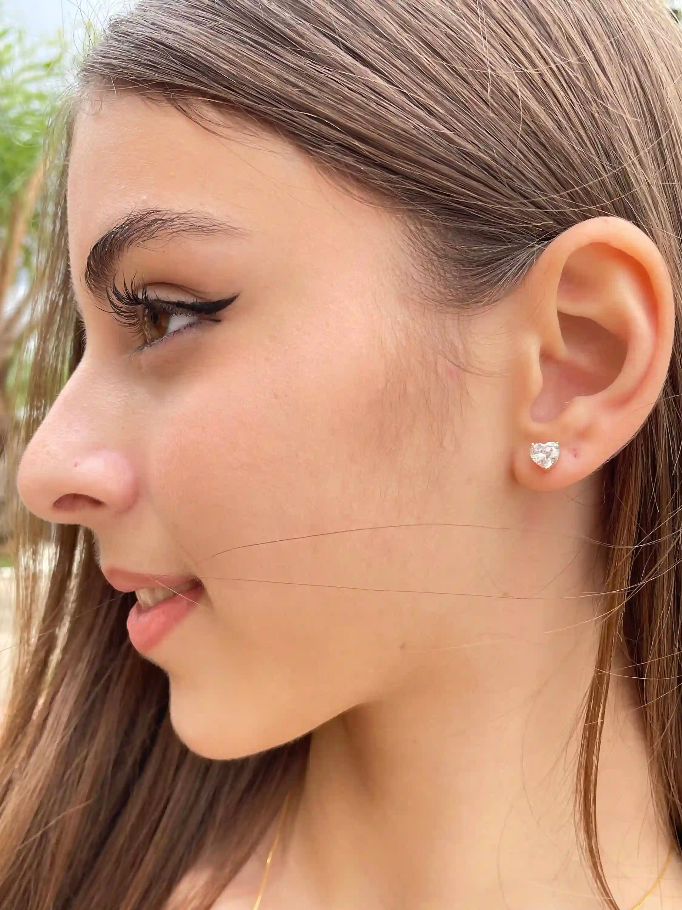 6.5mm - Heart Earrings Diamond Studs - 18k SOLID GOLD - Heart Shape Earrings - Anniversary Gift for her - Handmade Diamond Earrings 2ct 