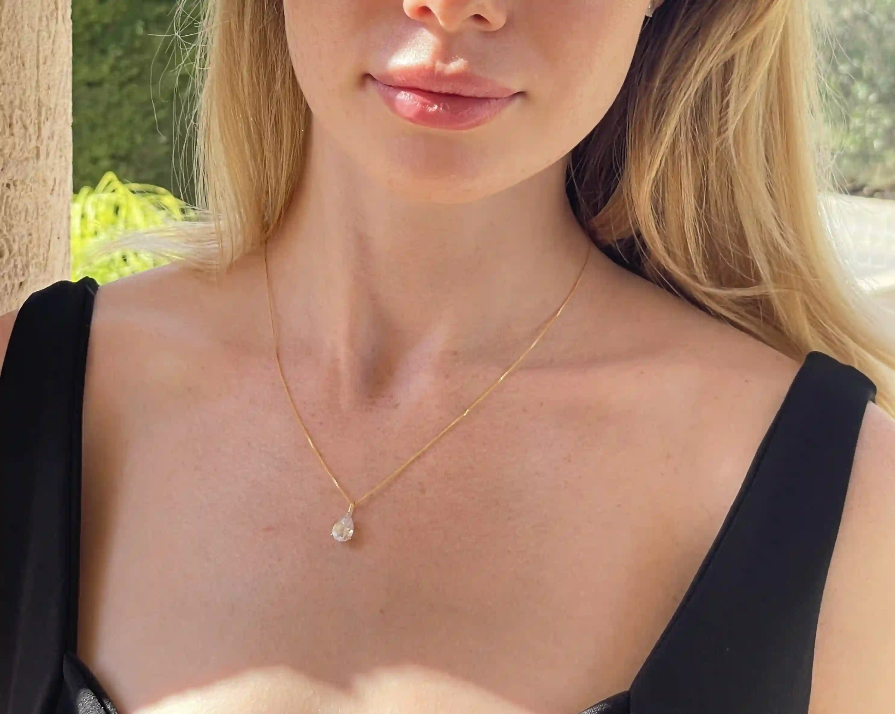 1.65ct SOLID 18k Gold Tear Drop Diamond Solitaire Pendant Pear Shaped Necklace Delicate Bridal Necklace Yellow Gold Pendant Handmade Jewelry 