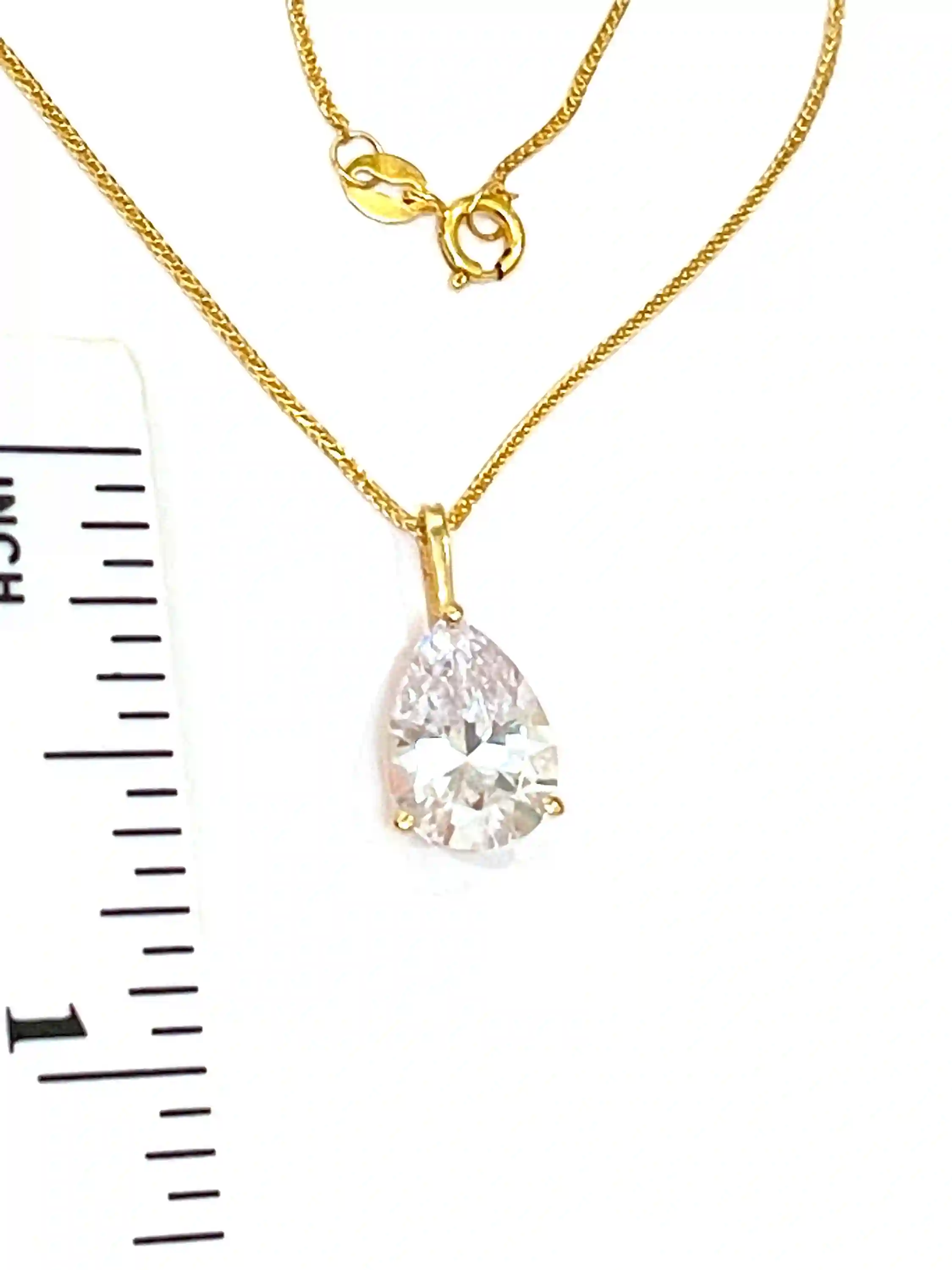 1.65ct SOLID 18k Gold Tear Drop Diamond Solitaire Pendant Pear Shaped Necklace Delicate Bridal Necklace Yellow Gold Pendant Handmade Jewelry 