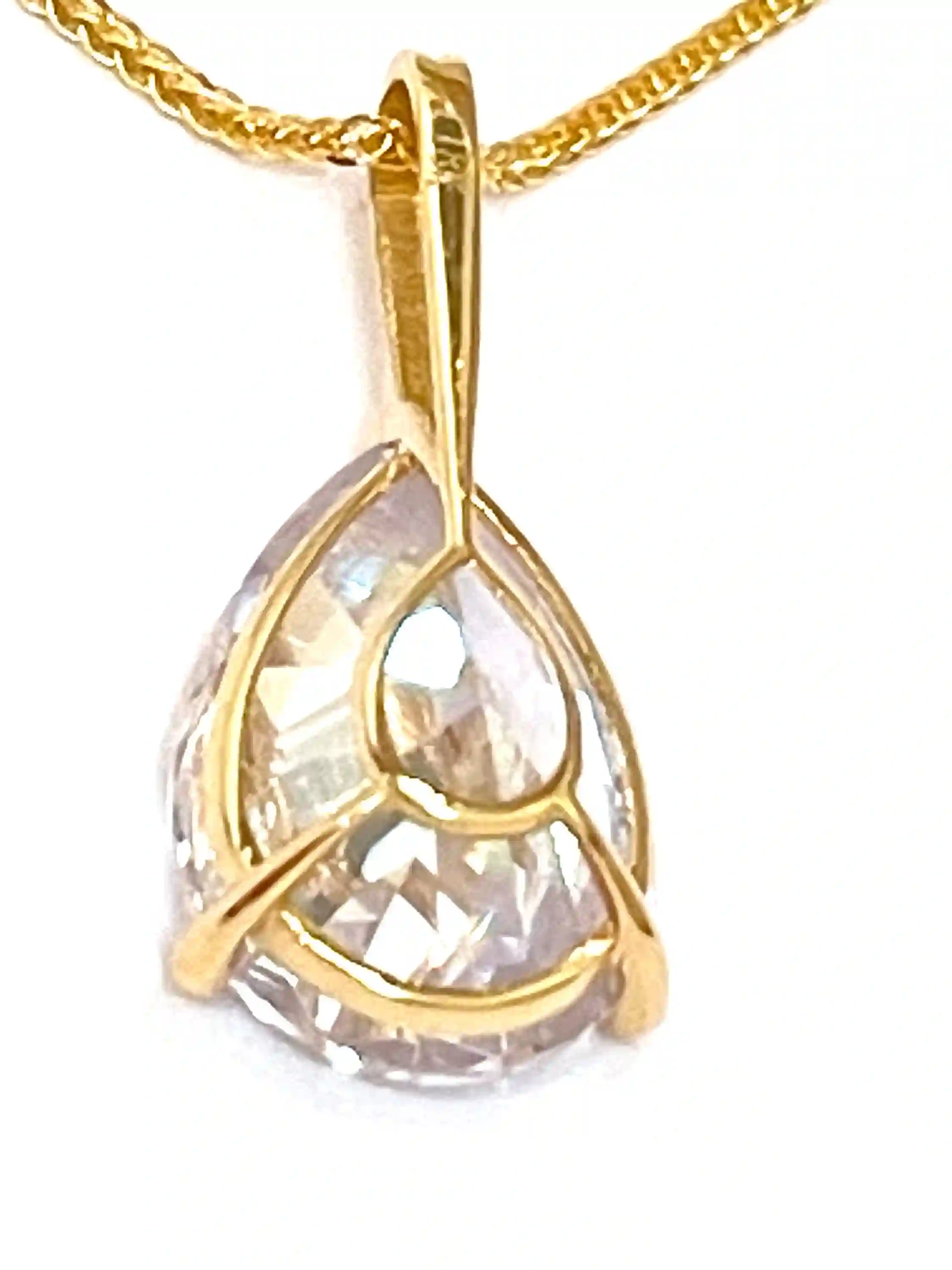1.65ct SOLID 18k Gold Tear Drop Diamond Solitaire Pendant Pear Shaped Necklace Delicate Bridal Necklace Yellow Gold Pendant Handmade Jewelry 